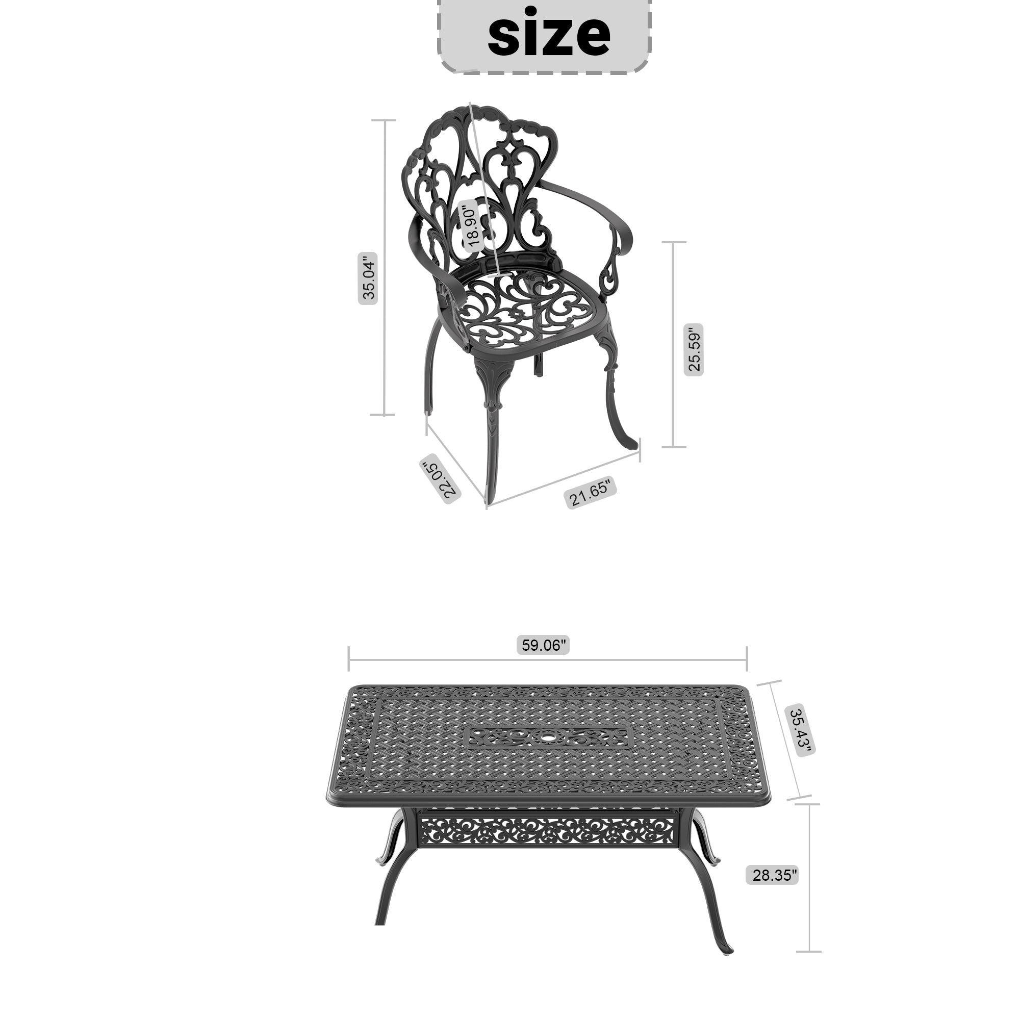 7-Piece Cast Aluminum Patio Furniture Set with Cushions - Outdoor Dining & Lounge Set in Random Colors - Perfect for Garden, Poolside & Backyard Relaxation (Item# W1710S00150)
