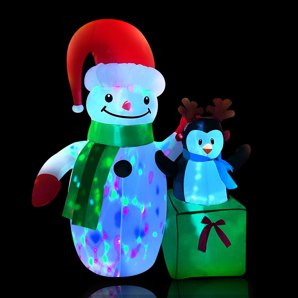 2.4M Inflatable Snowman with LED Lights - Outdoor Christmas Decorations for Yard, Garden & Holiday Party Decor