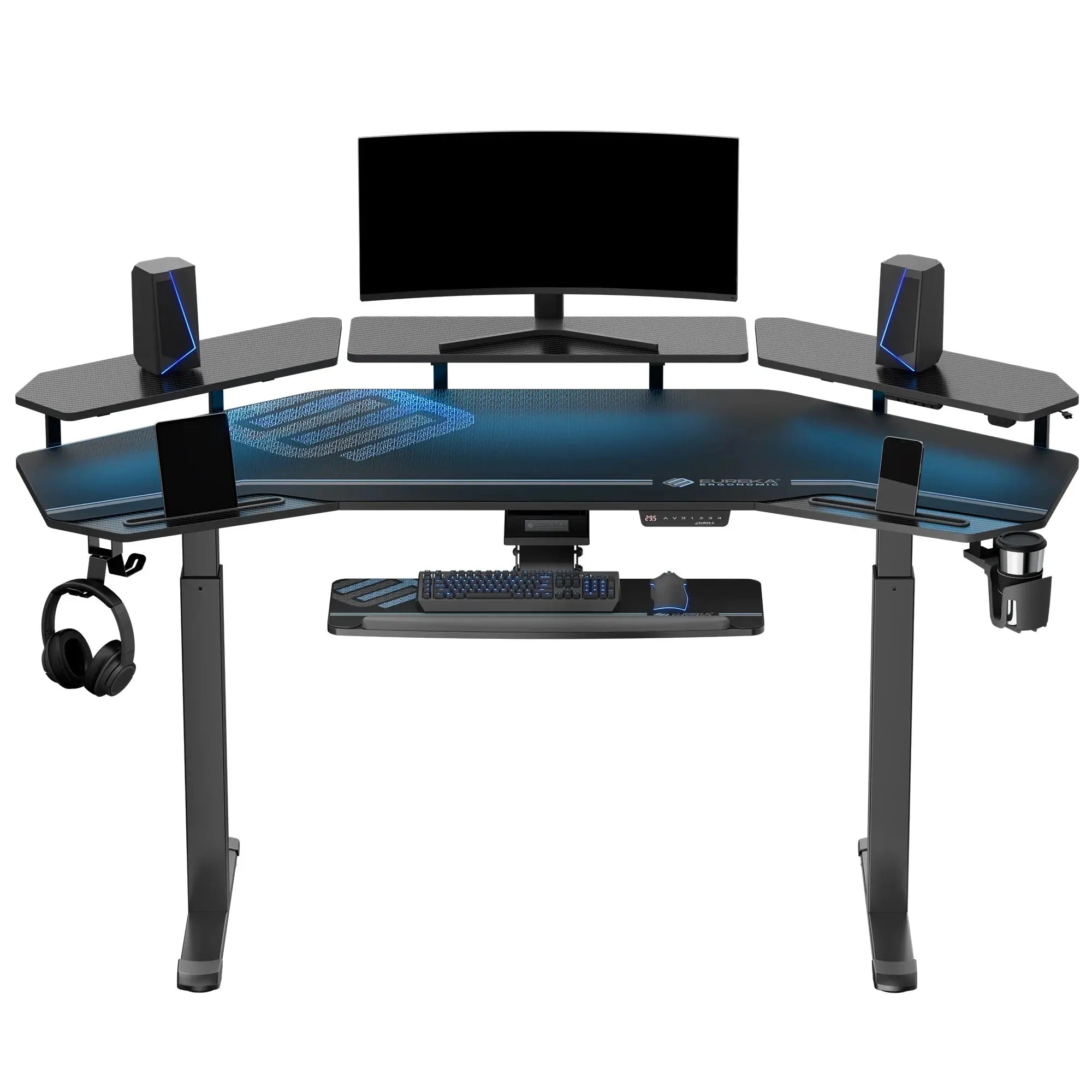 Aero Pro Wing Shaped Standing Desk 72x23 Inches - Adjustable Height Ergonomic Workstation for Home Office & Gaming Setup
