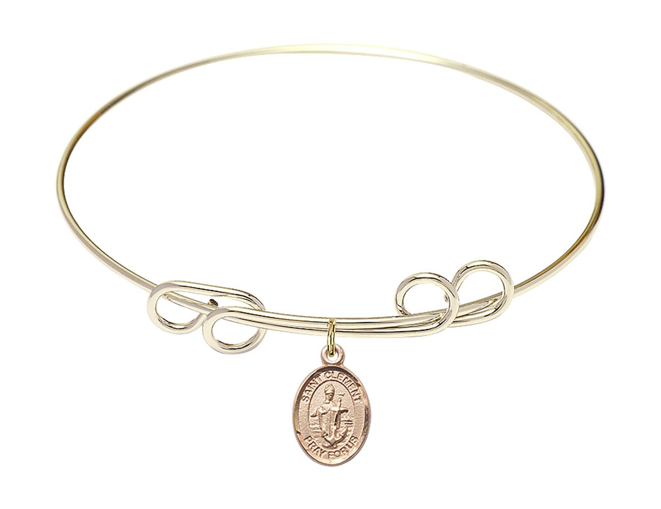DiamondJewelryNY Sterling Silver Double Loop Bangle Bracelet with St. Clement Charm - Elegant Jewelry for Women, Gift for Her, Perfect for Weddings, Anniversaries & Special Occasions