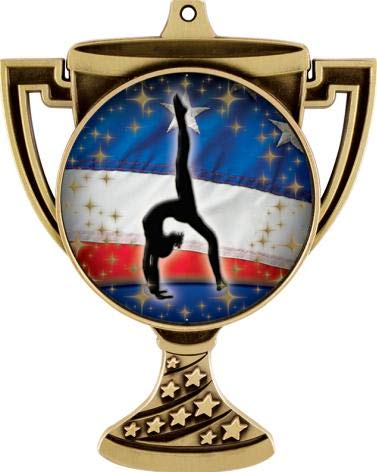 Gold Gymnastics Trophy Cup Medal - 3 Inch Gym Back Walkover Awards for Kids - 5 Pack Prime - Perfect for Competitions, Gymnastics Meets & Sports Prize Ceremonies
