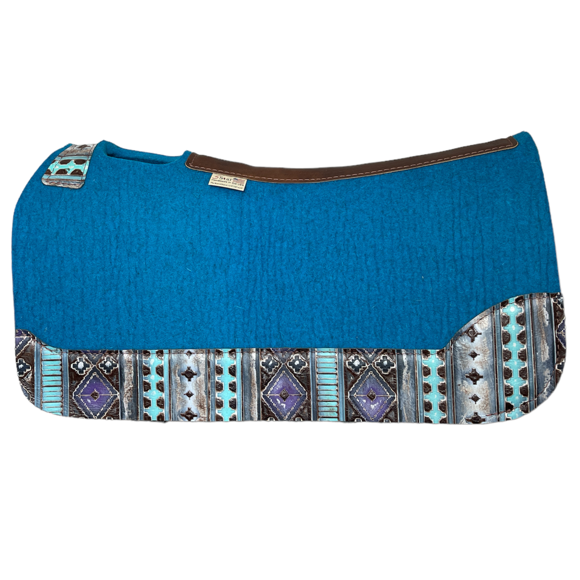 5 Star Barrel Racing Saddle Pad - Turquoise & Navajo Design for Equestrian Sports, Horseback Riding, and Western Rodeo Events