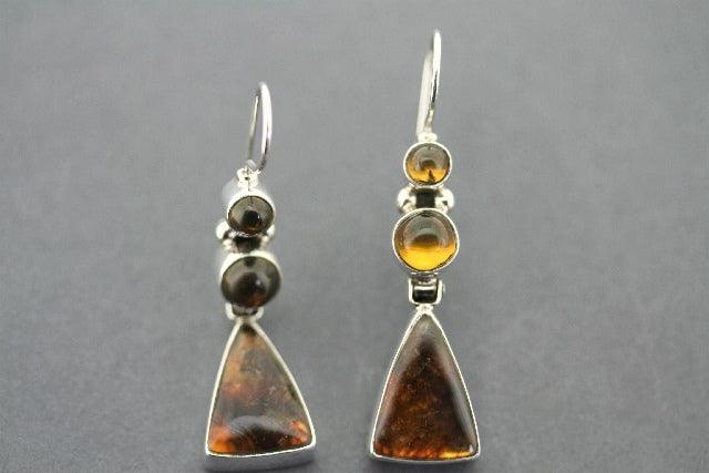 Sterling Silver & Amber Hula Earrings – Handmade Hawaiian Jewelry for Women, Perfect for Beach Parties, Luaus & Tropical Vacations