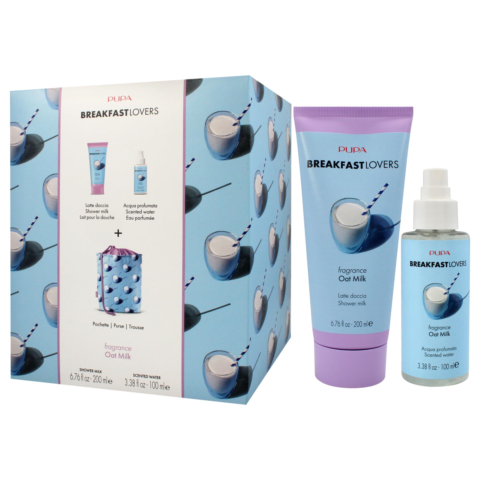 Pupa Milano Breakfast Lovers Gift Set - 3 Piece Oat Milk Body Care Collection with Hydrating Shower Milk, Scented Body Wash & Refreshing Body Mist | Perfect for Morning Routine, Skin Hydration & Self-Care Gifts