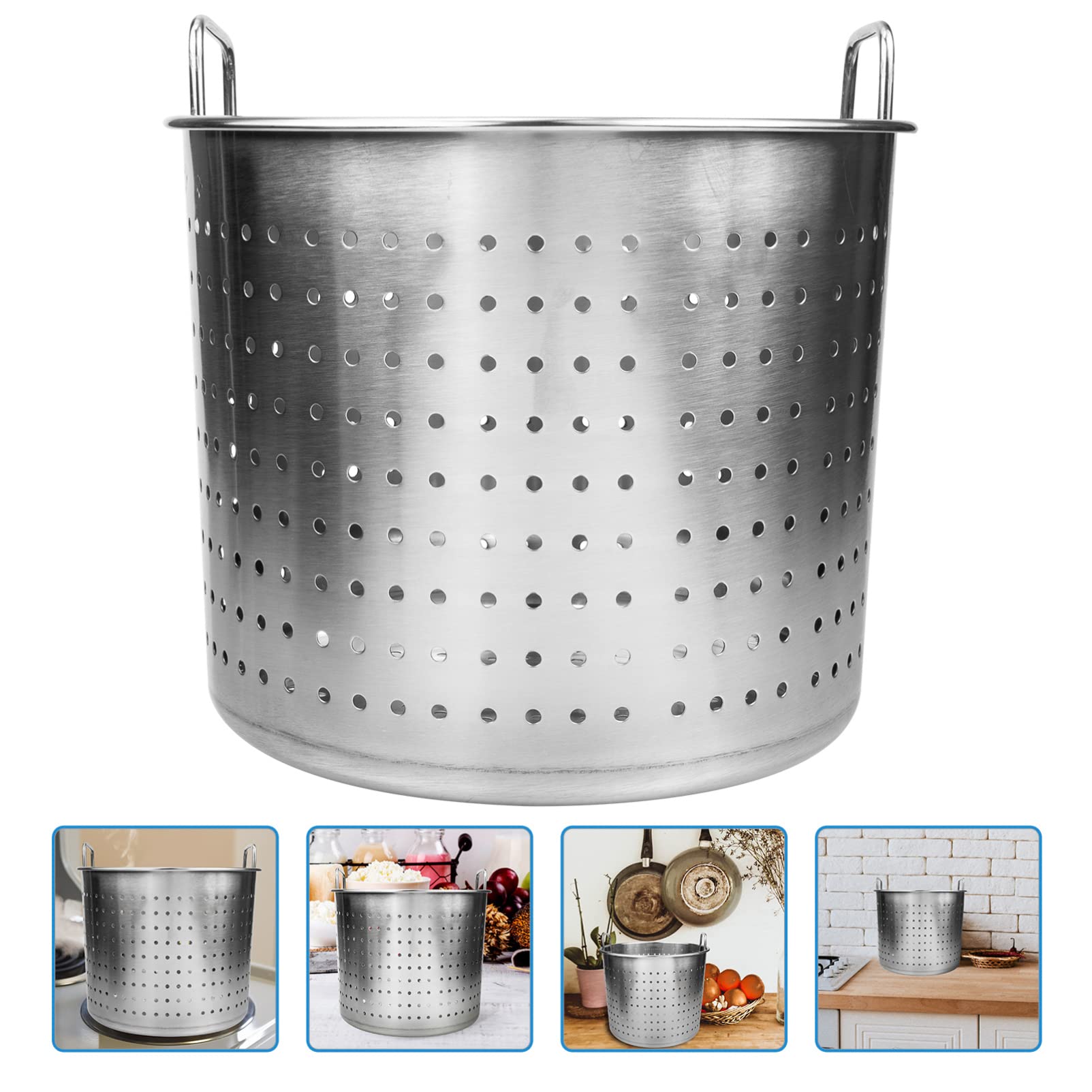 UPKOCH Stainless Steel Steamer Basket Insert with Handle for Stock Pot – Perfect for Boiling Crab, Crawfish & Seafood | Ideal for Crab Boils, Steaming Vegetables & Large Batch Cooking
