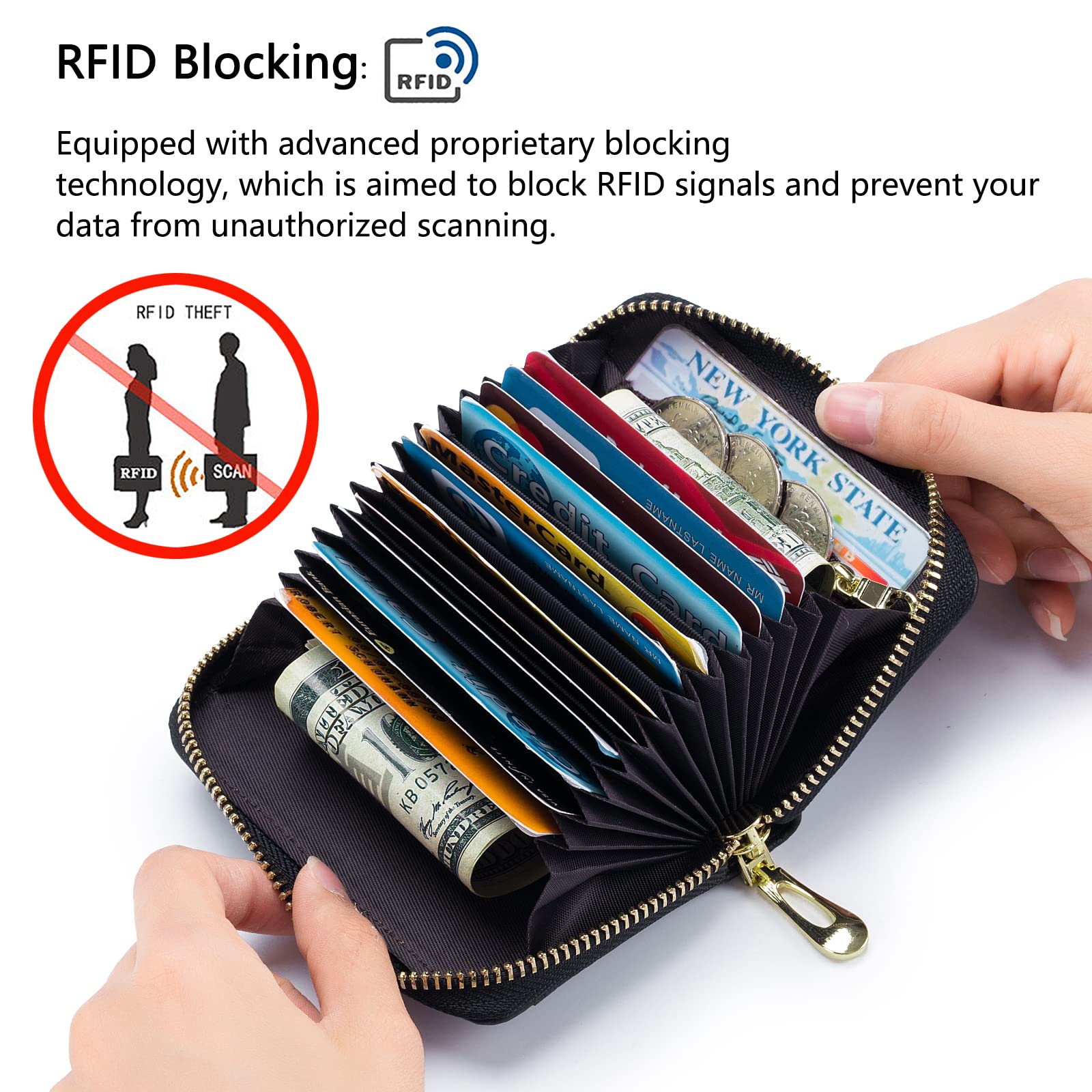 imeetu (2-Pack) RFID Blocking Credit Card Holder with Removable Keychain & ID Window - Secure Wallet for Travel, Work & Everyday Use