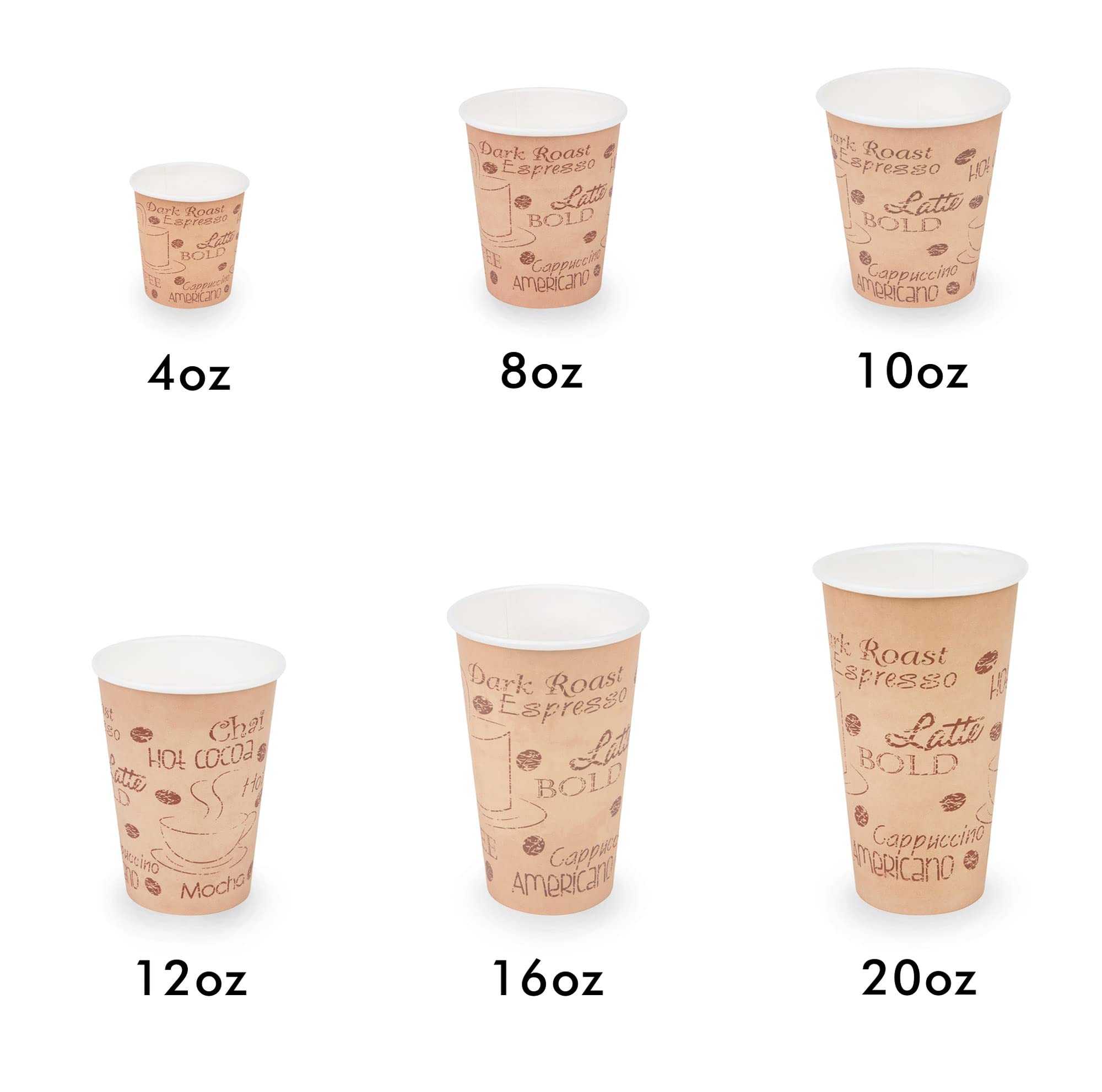 8oz Disposable Paper Coffee Cups with Black Lids - 50 Pack - Double Shot Espresso To Go Cups for Office, Cafes & Catering - Eco-Friendly Medium Size Hot Drink Containers