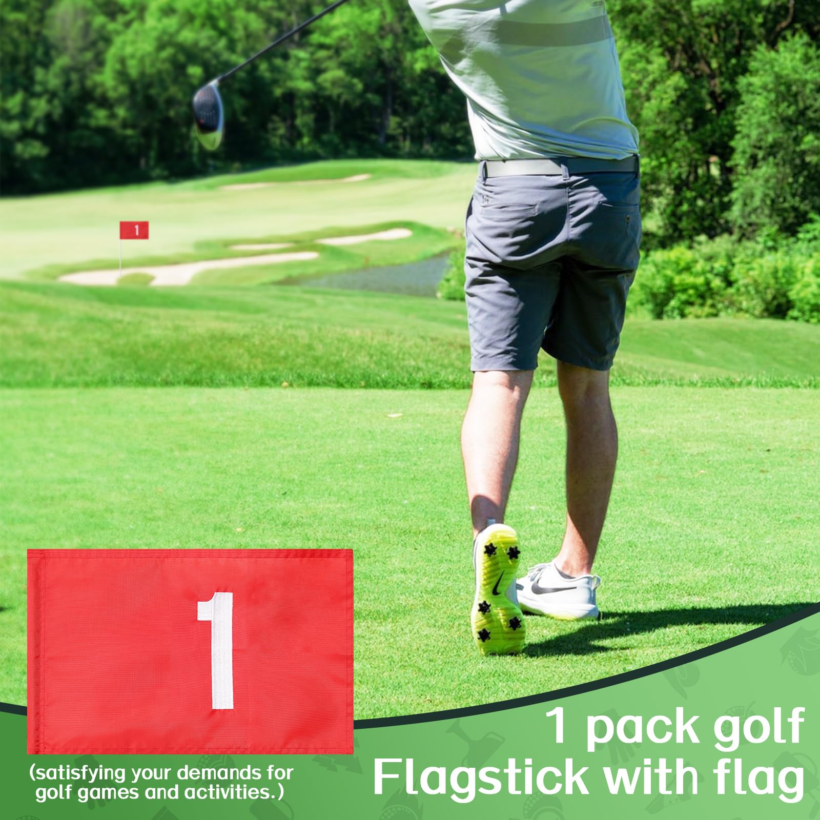6 FT Golf Flagstick for Putting Green & Golf Course Practice - Red & White Golf Pole with Hole Flag for Yard, Backyard, Driving Range & Outdoor Training