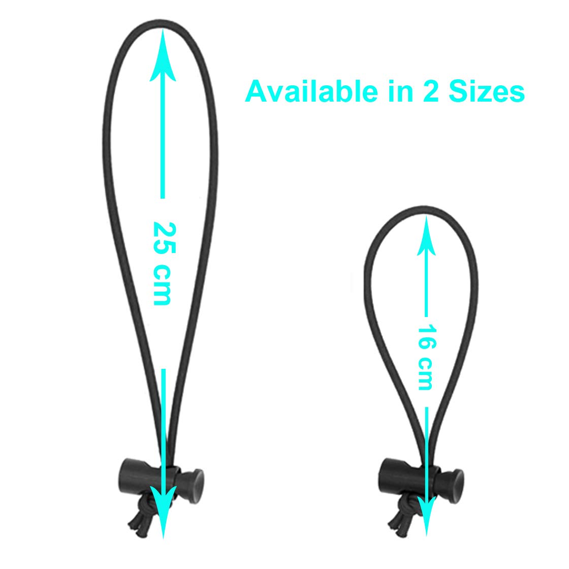 Foto&Tech Multipurpose Extra Thick Elastic Cable Ties (10-Pack, 16CM, Black) - Adjustable Reusable Cord Organizer for Home Office, Computer, TV & Electronics Cable Management - Tangle-Free Wire Straps for Neat Desks & Entertainment Centers