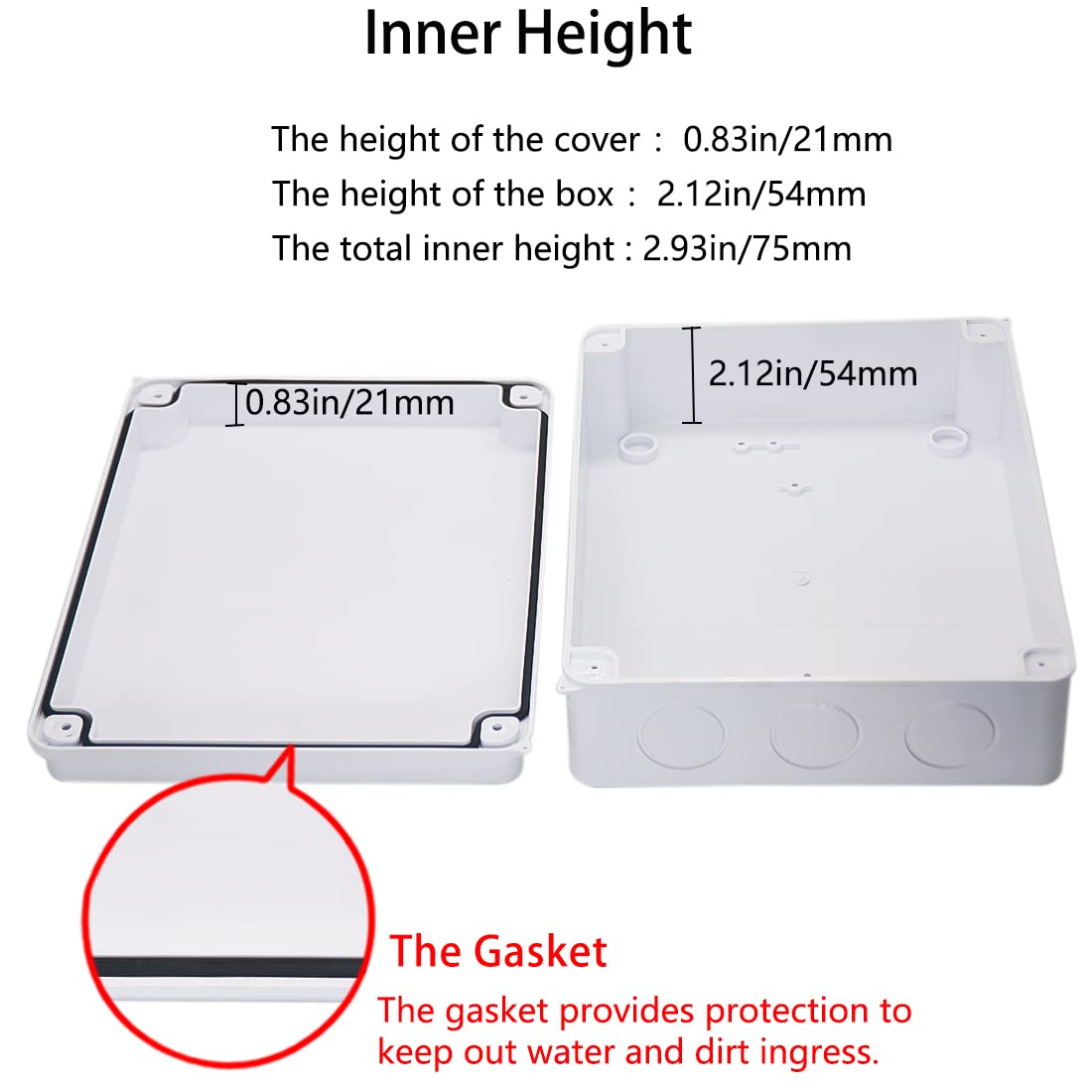 Zulkit IP65 Waterproof Junction Box - 10 x 7.9 x 3.1 Inch ABS Plastic Electrical Enclosure with Pre-Drilled Holes - Dustproof Project Box for Outdoor Wiring, Solar Panels & DIY Electronics (White)
