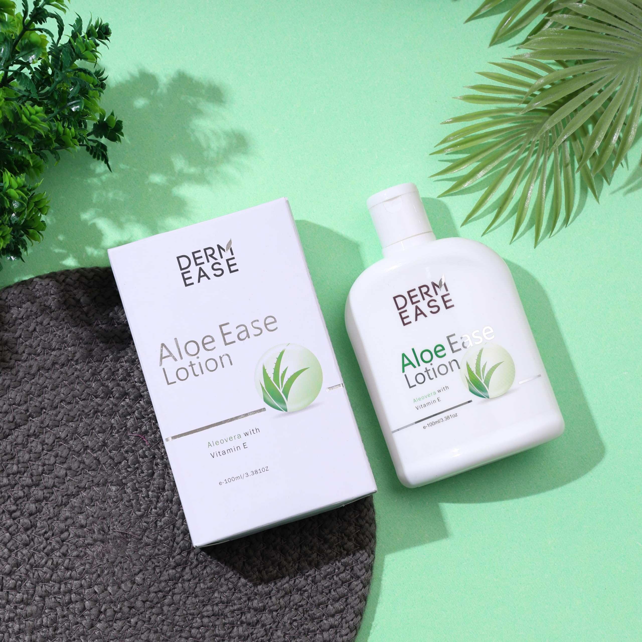 Derm Ease Aloe Ease Moisturizing Face & Body Lotion with Aloe Vera, Cocoa Butter & Vitamin E - Hydrating Cream for Dry, Sensitive & All Skin Types - Pack of 2 (100ml Each) - Perfect for Daily Skincare & After Sun Care