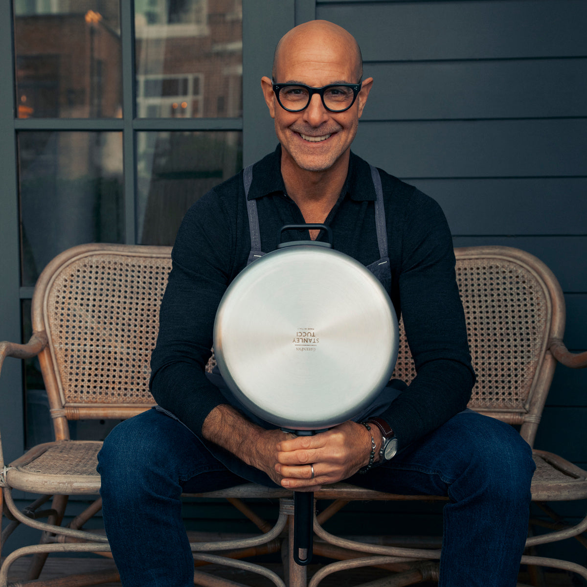 Stanley Tucci Stainless Steel Ceramic Nonstick 4-Piece Cookware Set with Cookbook - Premium Kitchen Essentials for Home Chefs & Cooking Enthusiasts - Perfect for Sautéing, Frying & Everyday Meal Prep