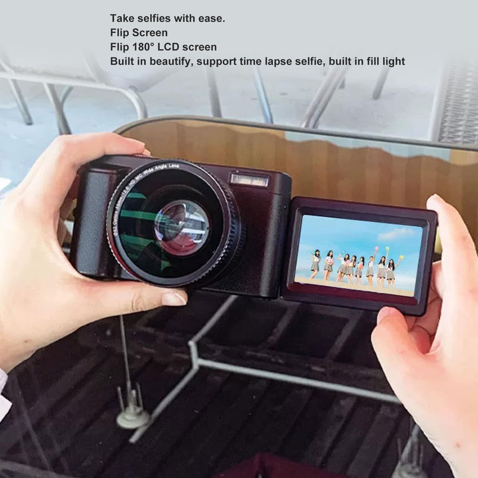 4K Digital Camera 48MP Vlogging Camera with 3in 180° Flip Screen & 16X Zoom | Compact YouTube Camera with Auto Focus | Connect to PC/TV/Projector | Perfect for Travel, Blogging & Home Video Recording