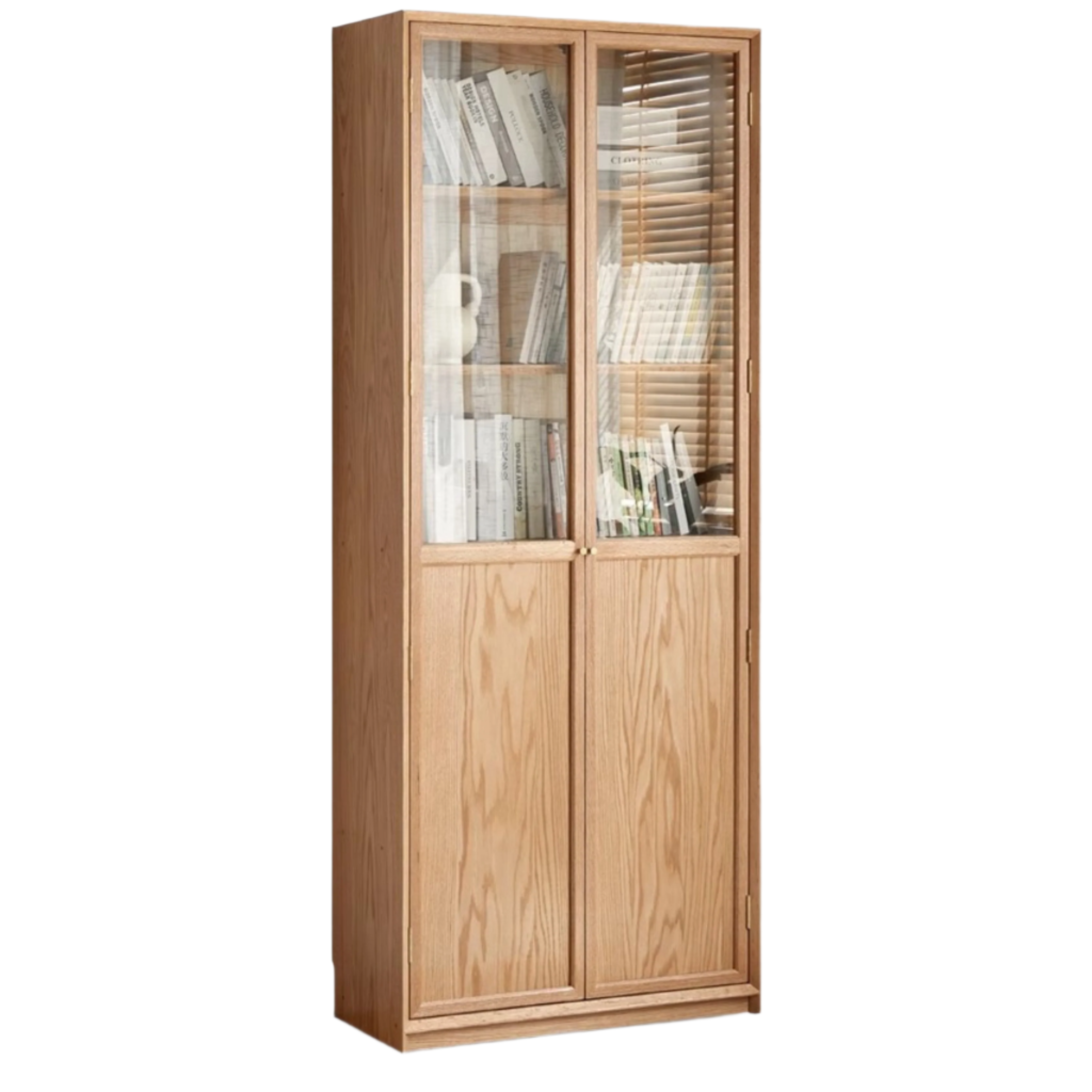 Oak Solid Wood Floor Standing Bookcase - Adjustable Whole Wall Bookshelf for Living Room, Office & Library | Free Combination Design for Custom Storage
