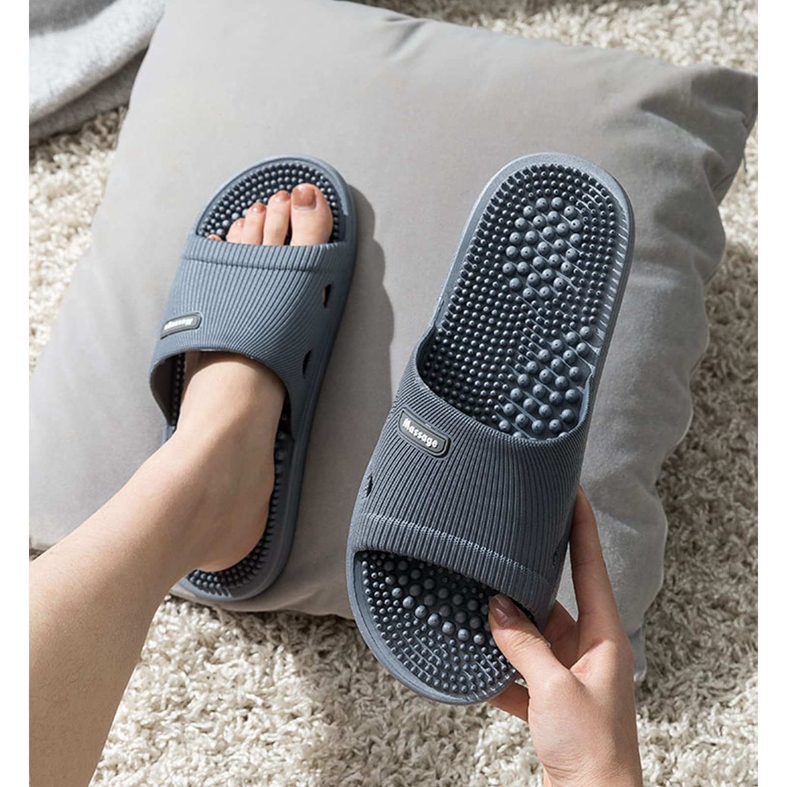 KAMWD Foot Massager Slippers for Men & Women - Acupressure & Reflexology Massage Sandals for Plantar Fasciitis Relief, Shower House Shoes - Perfect for Relaxation, Pain Relief & Home Spa Use