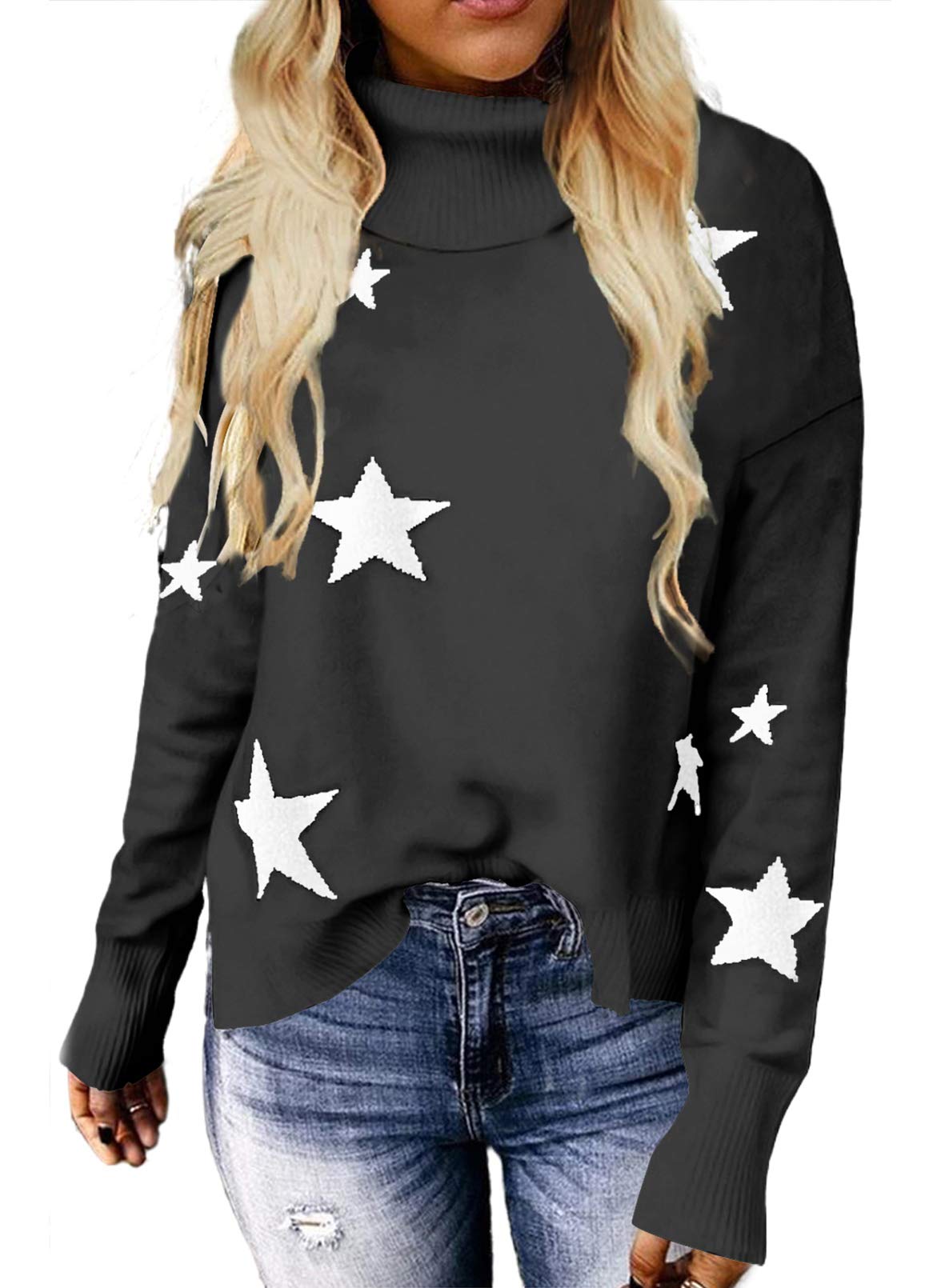 BLENCOT Women's Casual Striped Turtleneck Sweater - Long Sleeve Pullover Knit Top for Fall & Winter | Cozy Office Wear & Weekend Outfits