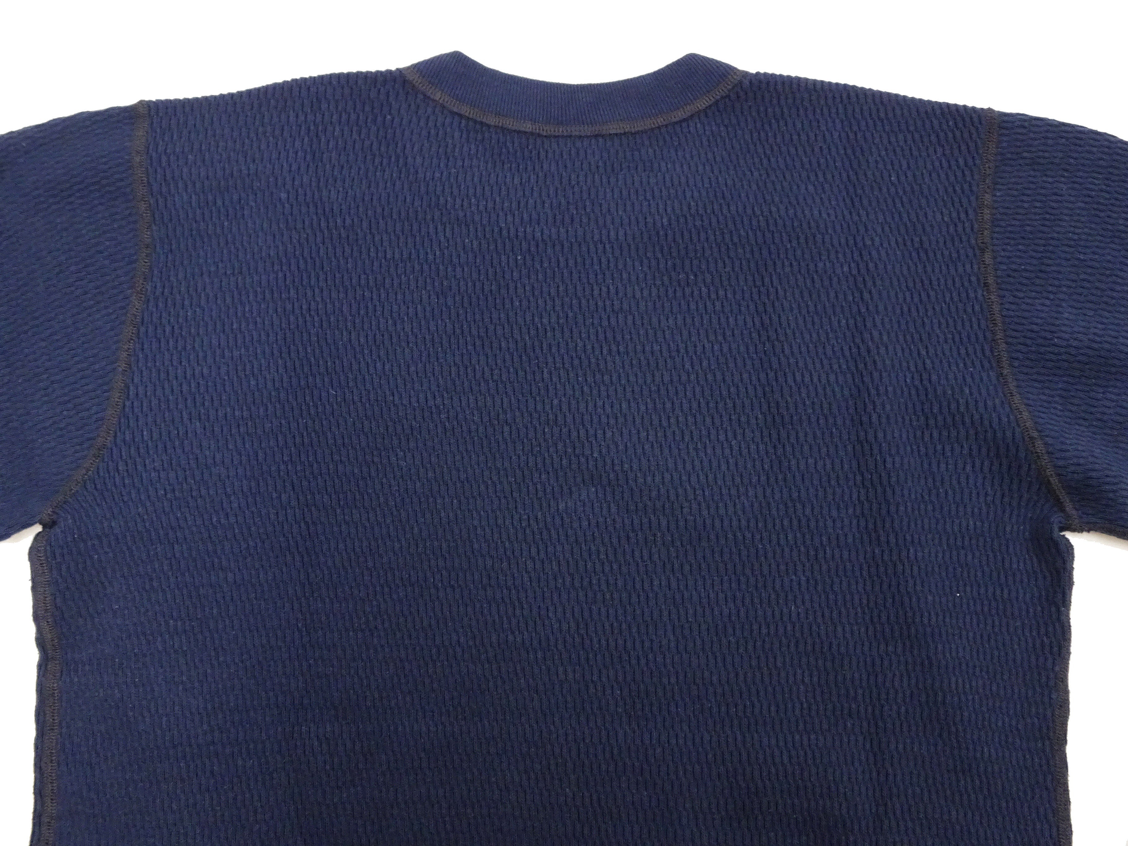 Buzz Rickson Men's Waffle Knit Thermal Long Sleeve T-Shirt - Navy Blue Crew Neck Casual Tee BR63755 | Warm Winter Layering & Outdoor Activities