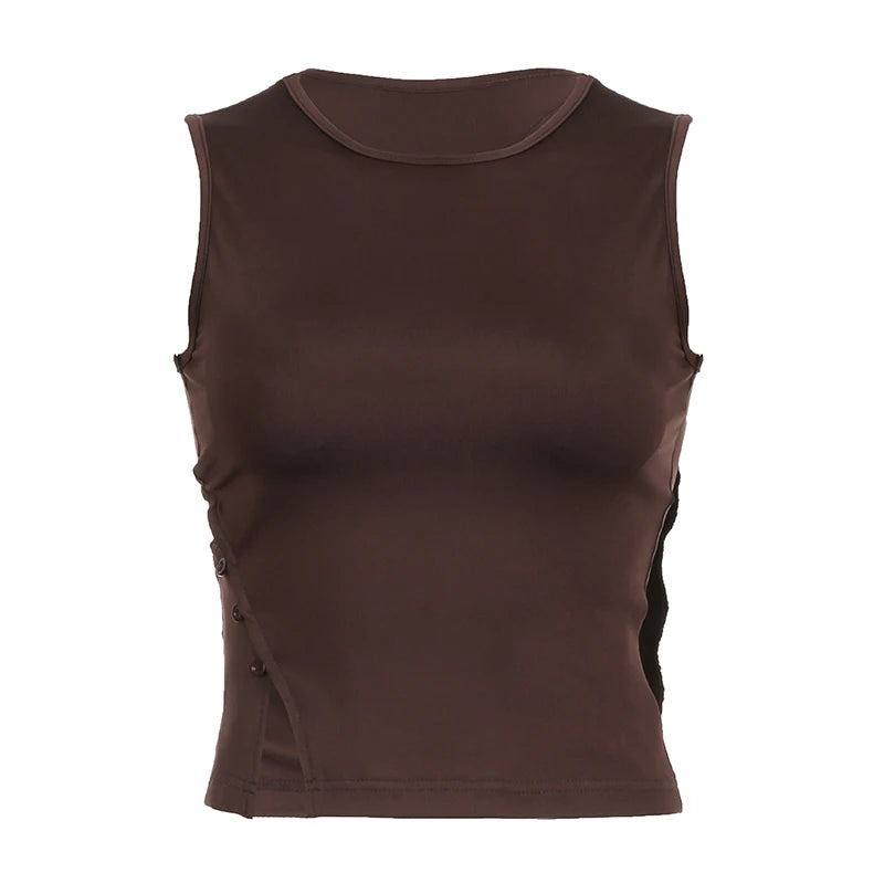 Trendy Asymmetrical Harajuku Fitness Tank Top - Summer Sleeveless Split Tee for Women | Streetwear, Gym & Casual Wear