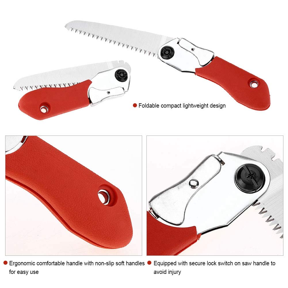 Foldable Pruning Saw - 14.5in Anti-Slip Handles for Outdoor Gardening & Tree Cutting