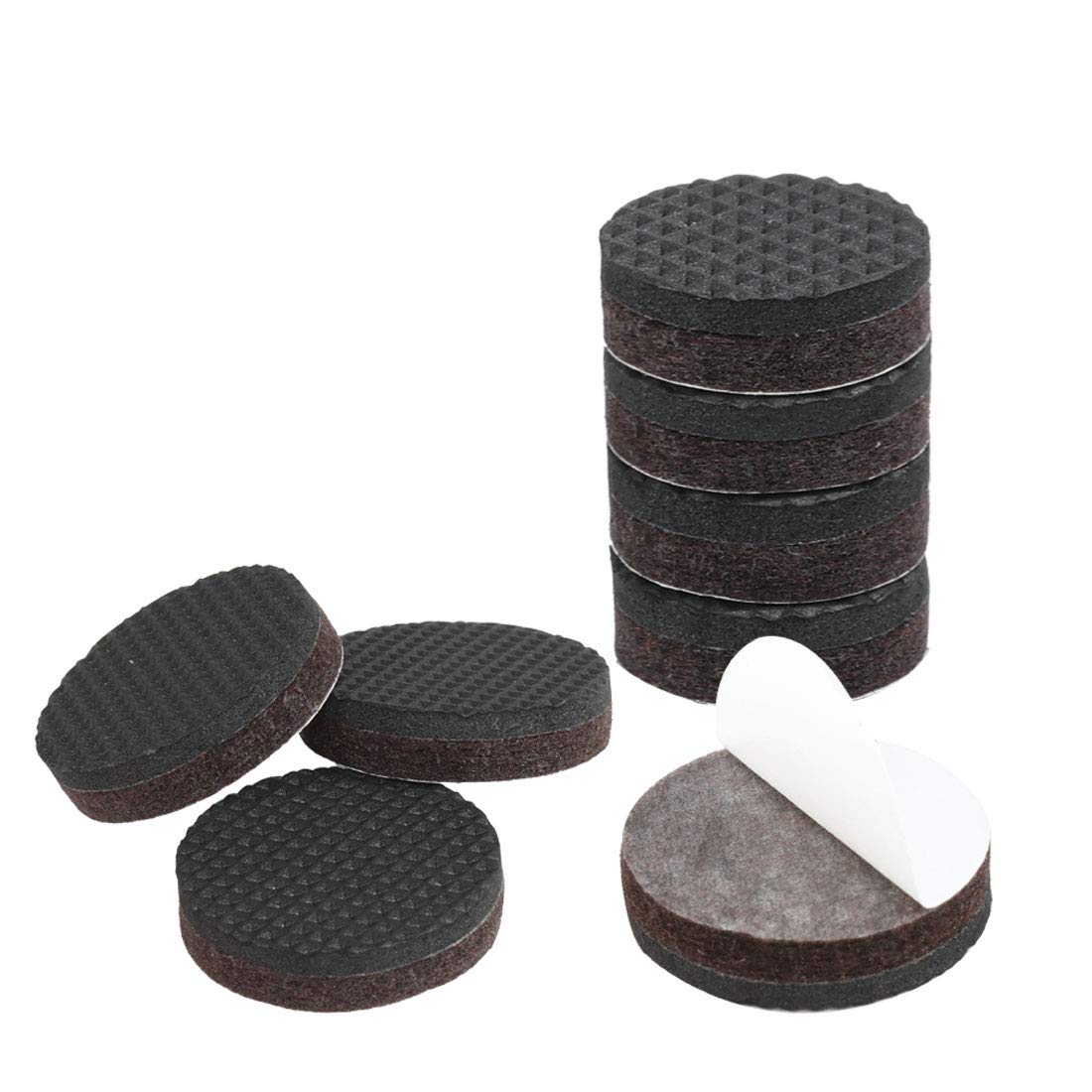 8pcs 1 Inch Round Furniture Felt Pads - Self Adhesive Non-Slip Grippers for Cabinet, Chair Legs & Floor Protection (Brown) - Perfect for Hardwood Floors, Moving Furniture & Noise Reduction