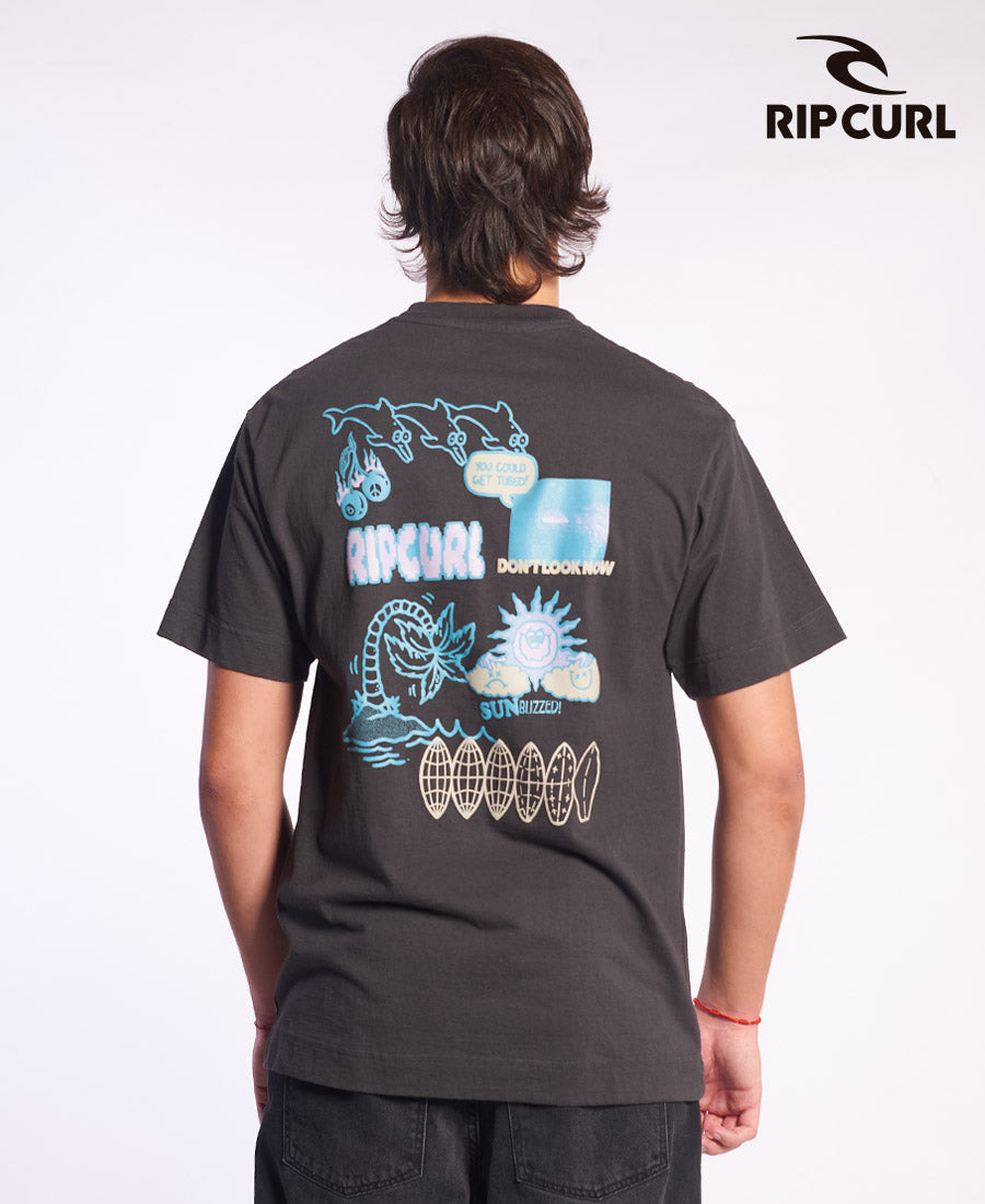 Rip Curl Men's Te MC Over Sun Buzzed T-Shirt - Comfortable Surf & Casual Wear for Beach, Street & Everyday Style (Size M2)