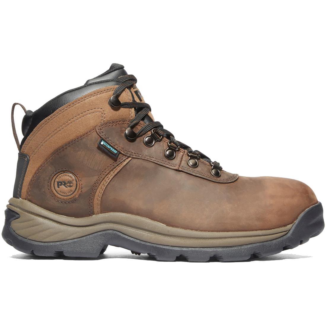 Flume Steel Toe Waterproof Hiking Work Boots for Men - Brown Leather Safety Shoes for Construction, Outdoor & Heavy Duty Work