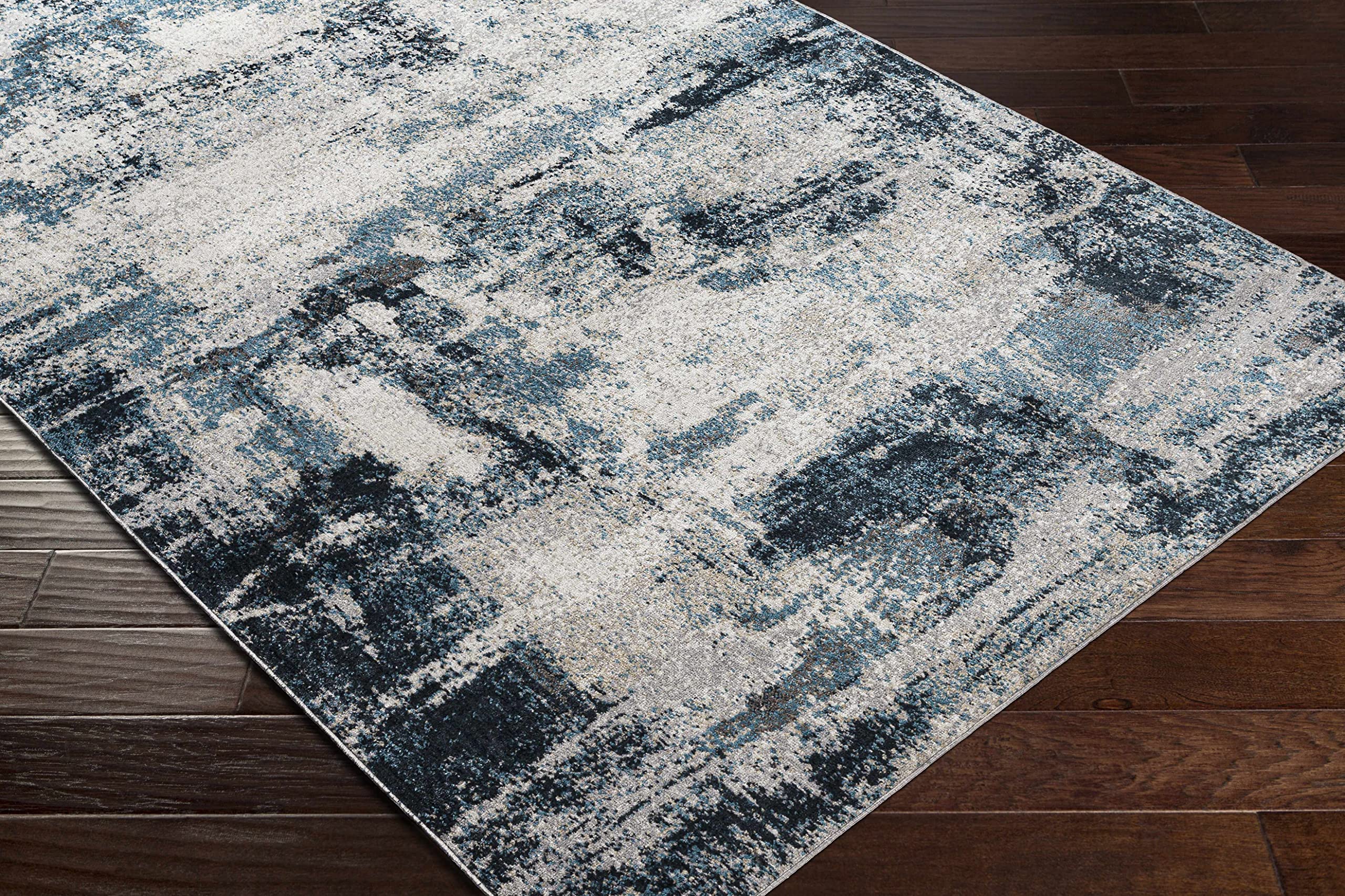 Hauteloom Pugo Soft Machine Washable Area Rug for Living Room & Bedroom - Beige & Blue 7'10