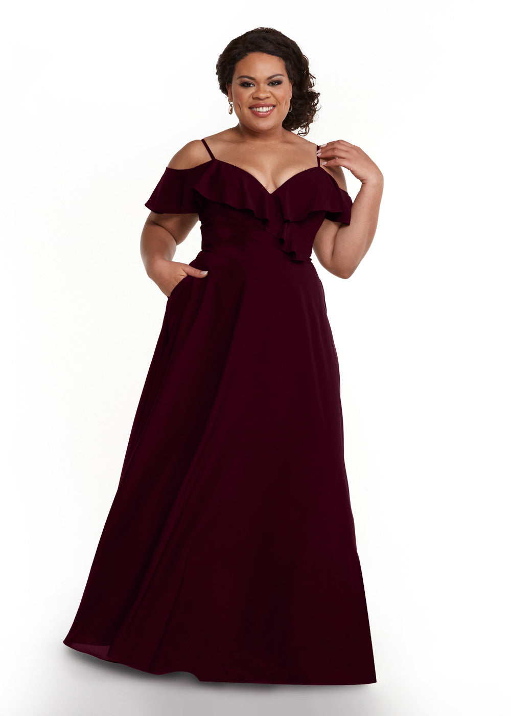 Elegant Off Shoulder Ruffled Chiffon Bridesmaid Dress - Perfect for Weddings, Prom, and Formal Events