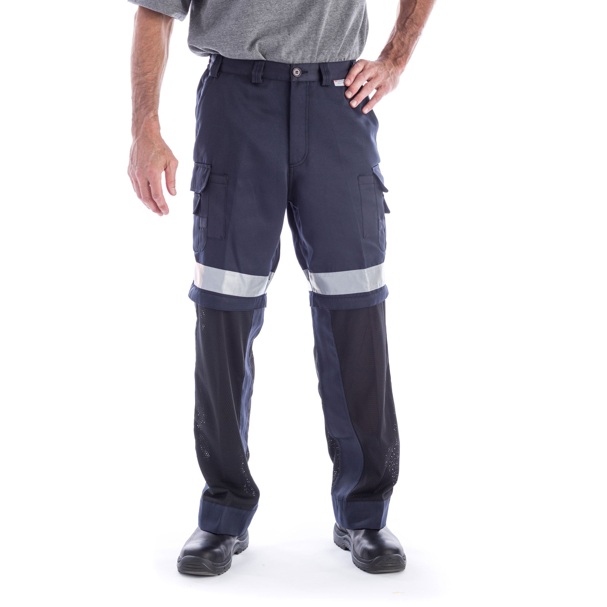CoolWorks Hi-Visibility Ventilated Cargo Work Pants for Men - Breathable Safety Pants with Multiple Pockets | CW2NVR Navy | Ideal for Construction, Road Work & Outdoor Labor