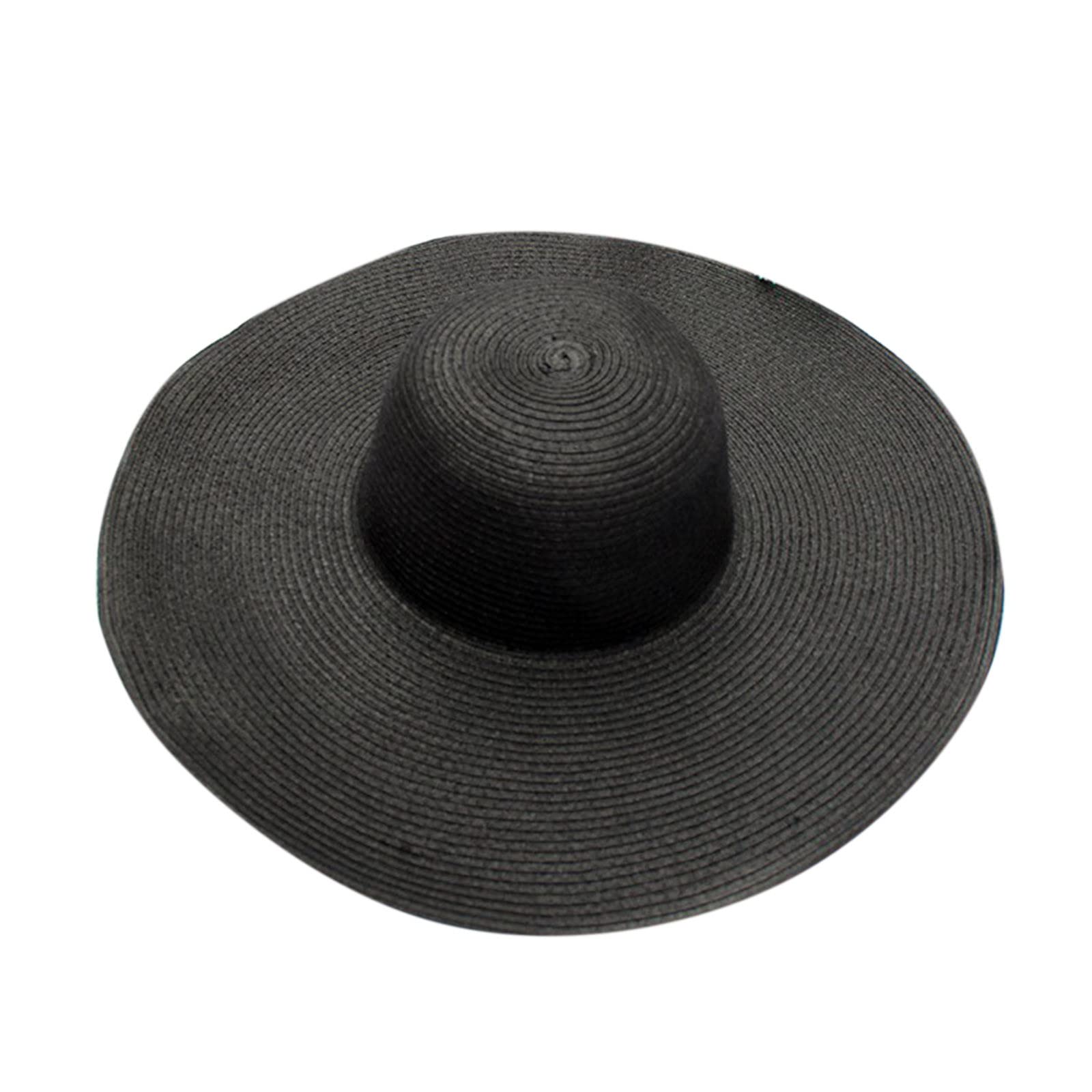 Women's Wide Brim Straw Beach Hat - Foldable Floppy Sun Hat for Summer, Outdoor, Travel & Vacation - UV Protection Sun Cap for Women and Girls (White)