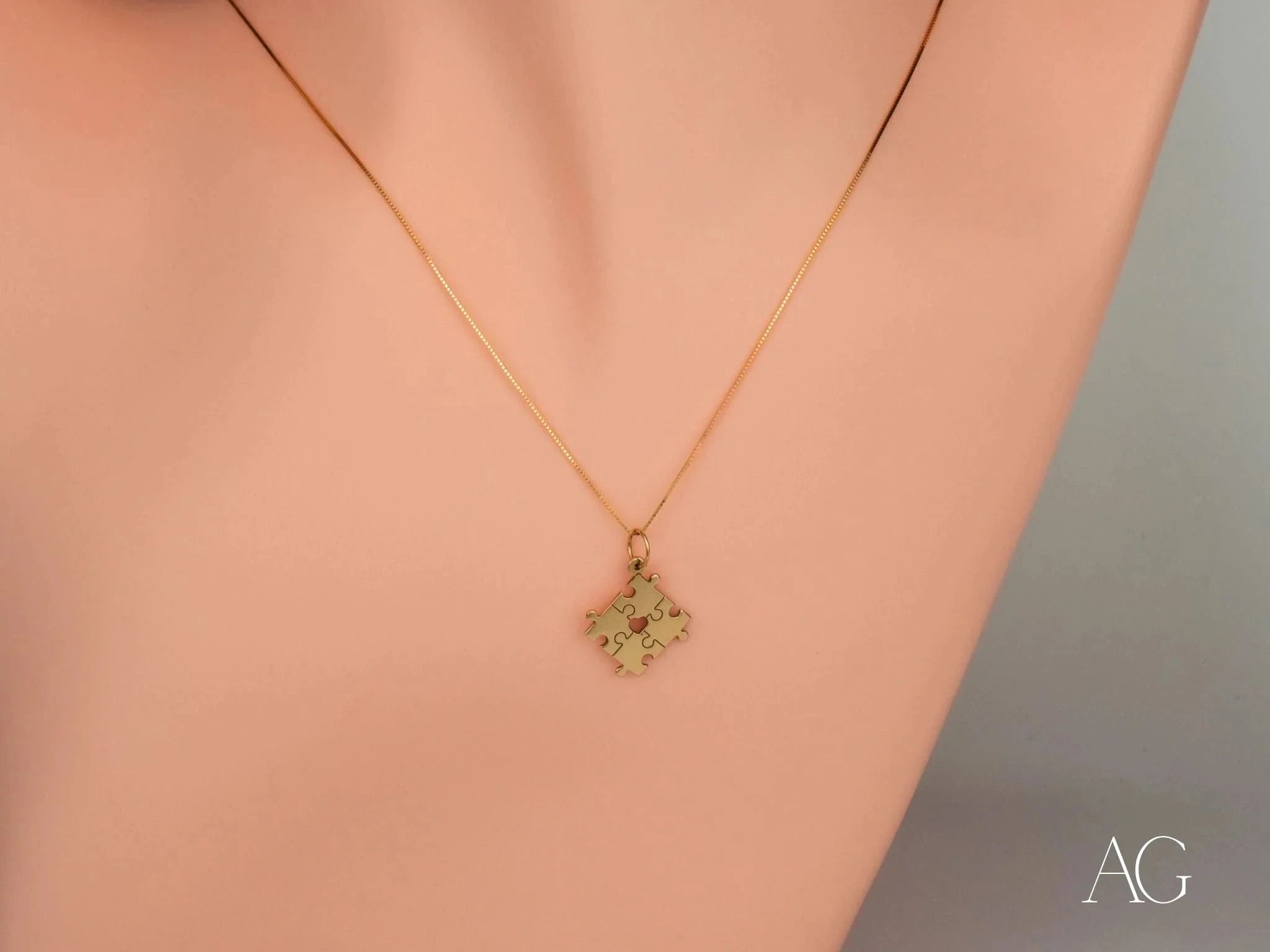 Golden Puzzle Autism Awareness Necklace - Symbol of Support & Hope for Autism Awareness Month, Special Needs Gifts, Jewelry for Parents & Caregivers - Perfect for Fundraisers, Daily Wear & Advocacy Events