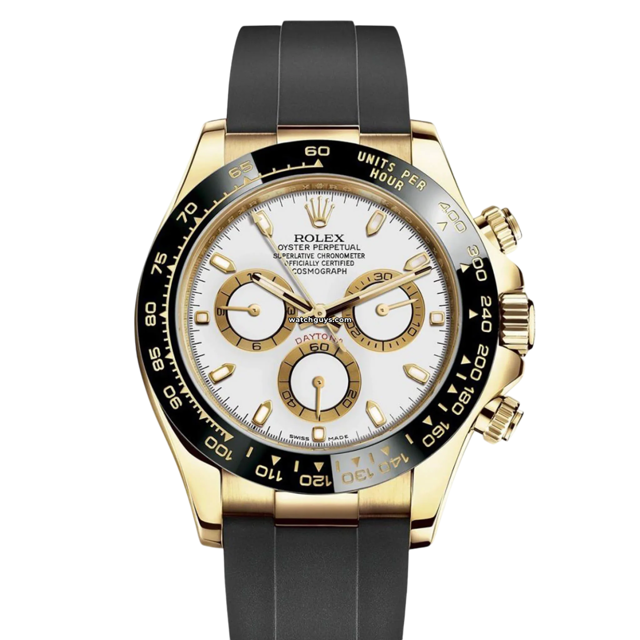 Rolex Daytona 116518LN Men's Watch - 18K Yellow Gold Case with White Dial & Oysterflex Bracelet - Luxury Chronograph for Business, Sports & Formal Occasions