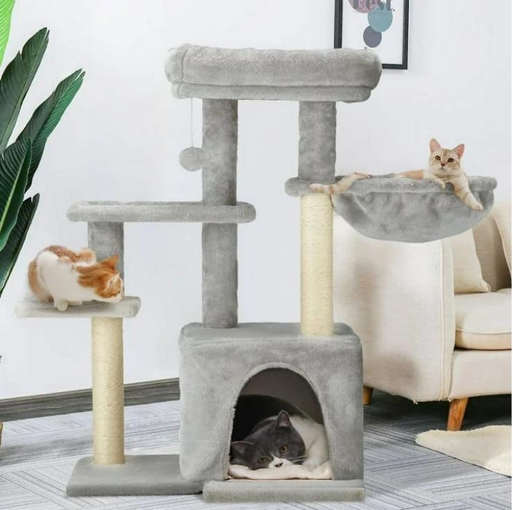 EROMMY Cat Tower with Scratching Posts - Multi-Level Cat Tree for Climbing, Scratching & Play - Perfect for Indoor Cats & Kittens