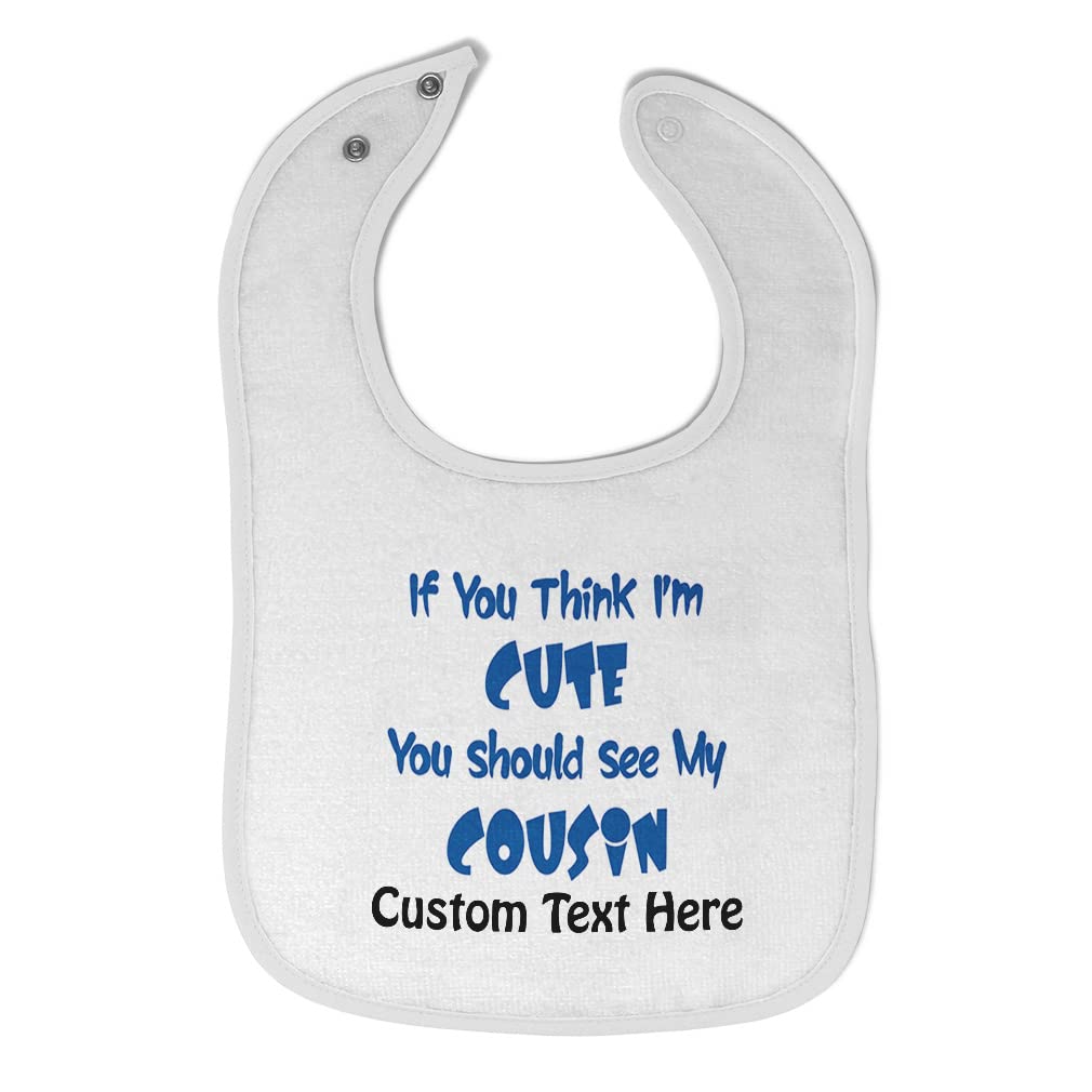Personalized Baby Bibs & Burp Cloths Set - Cute 'Meet My Cousin' Announcement Gift for Toddlers - 100% Cotton Unisex Infant Accessories (White, Custom Text) - Perfect for Family Reunions, Baby Showers & Photo Shoots