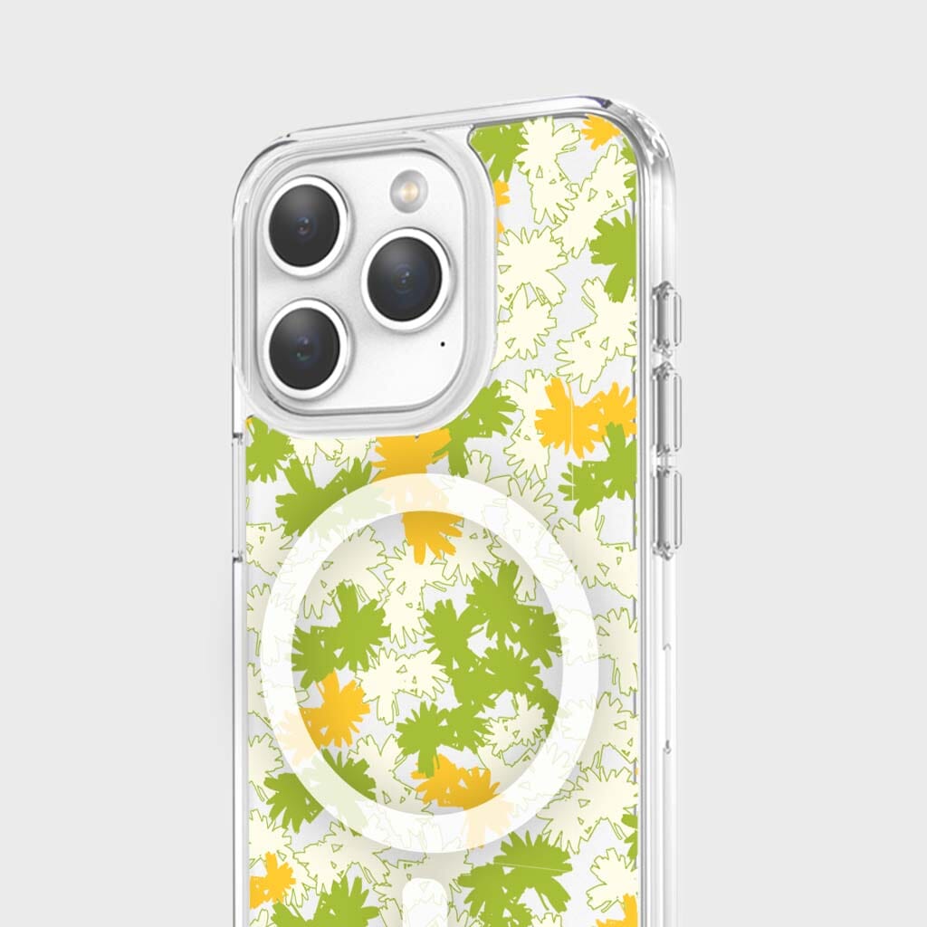 iPhone 15 Pro Clear Case with Yellow Dandelion Design - Slim Protective Cover for Everyday Use, Work & Travel