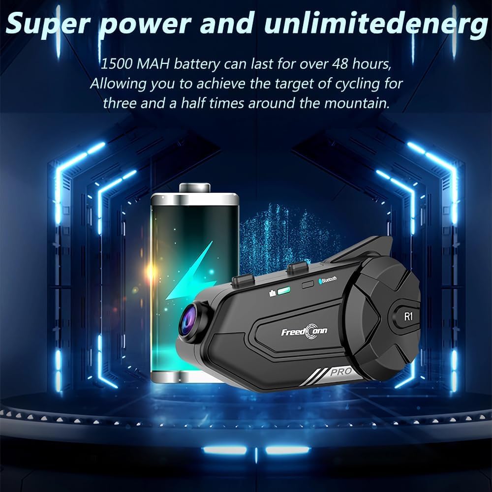 3T6B Bluetooth Motorcycle Headset with 2K Camera - IP65 Waterproof, 1000M Range, 6-Rider Group Intercom, Bluetooth 5.0, Music Sharing & 2-in-1 Mic - Perfect for Group Rides, Adventure Tours & Motorcycle Communication