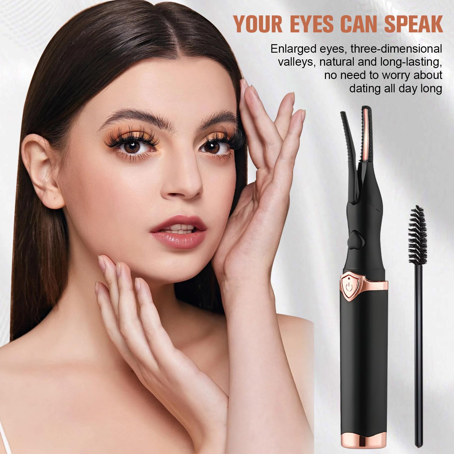 USB Rechargeable Heated Eyelash Curler - Mini Electric Lash Curling Tool for Women, Portable Travel-Friendly Makeup Accessory with Fast Heating Technology - Perfect for Home, Travel & Professional Makeup (White)