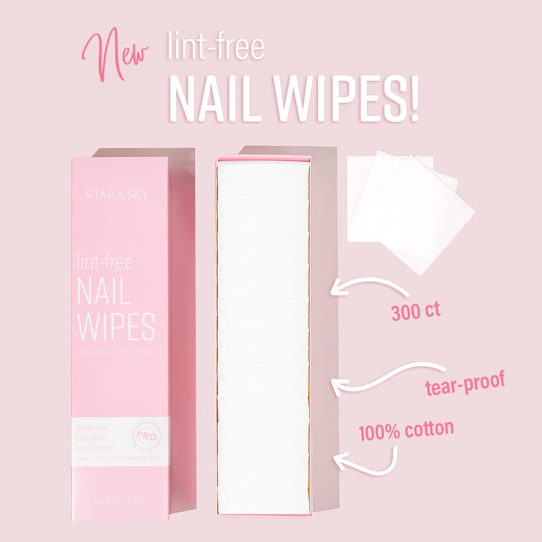 Kiara Sky 100% Lint-Free Nail Wipes for Acrylic & Gel Polish Removal - Soft Absorbent Nail Pads for Soaking Off Gel Polish & Cleaning Eyelash Extensions | Perfect for Salon & At-Home Nail Care