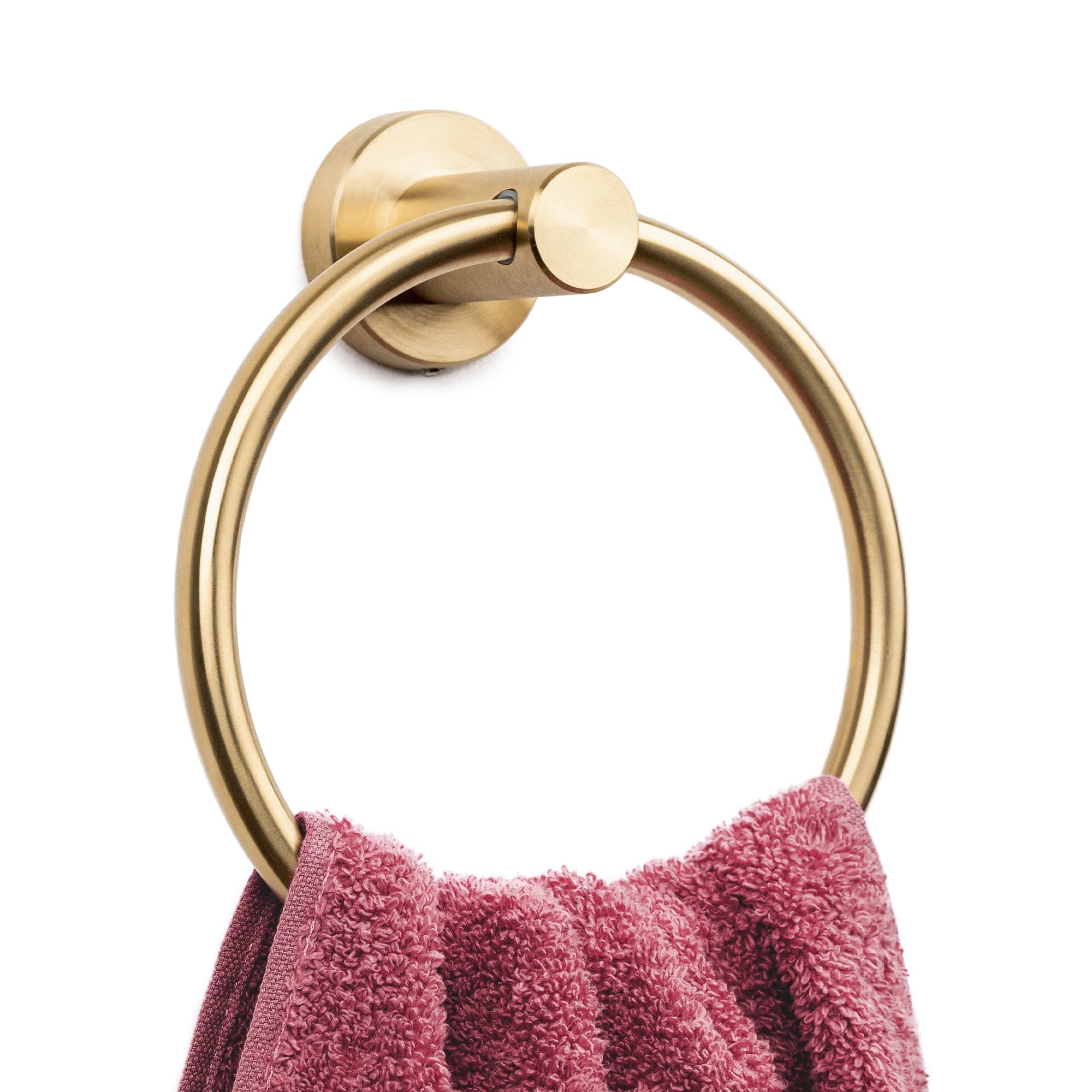 Marmolux Acc Brushed Gold Towel Ring - Modern Stainless Steel Bathroom Towel Holder - Round Hand Towel Hanger for Bathroom, Kitchen & Guest Room Decor