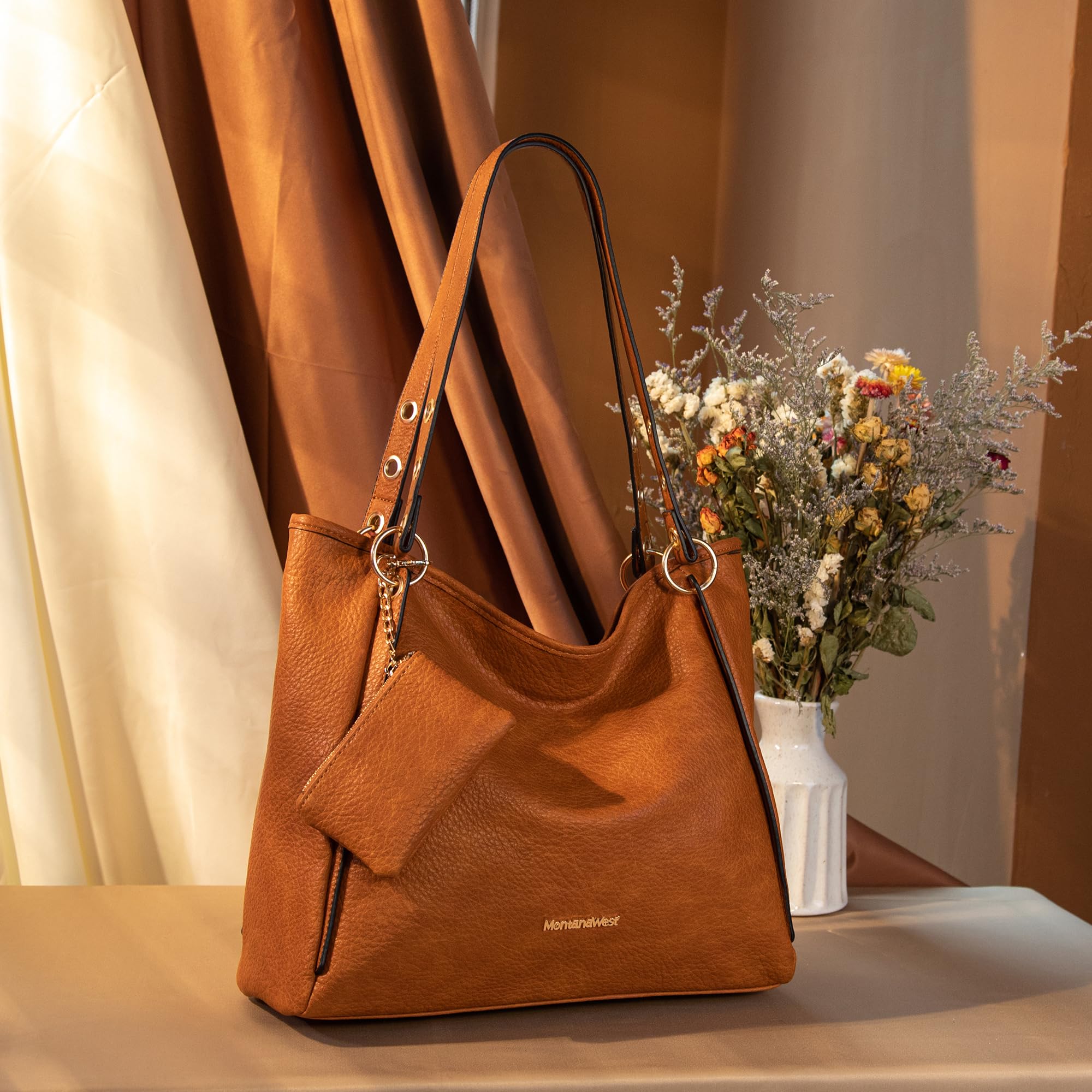 Montana West Large Tote Bag for Women - Stylish Leather Shoulder Purse & Handbag for Work, Travel & Everyday Use