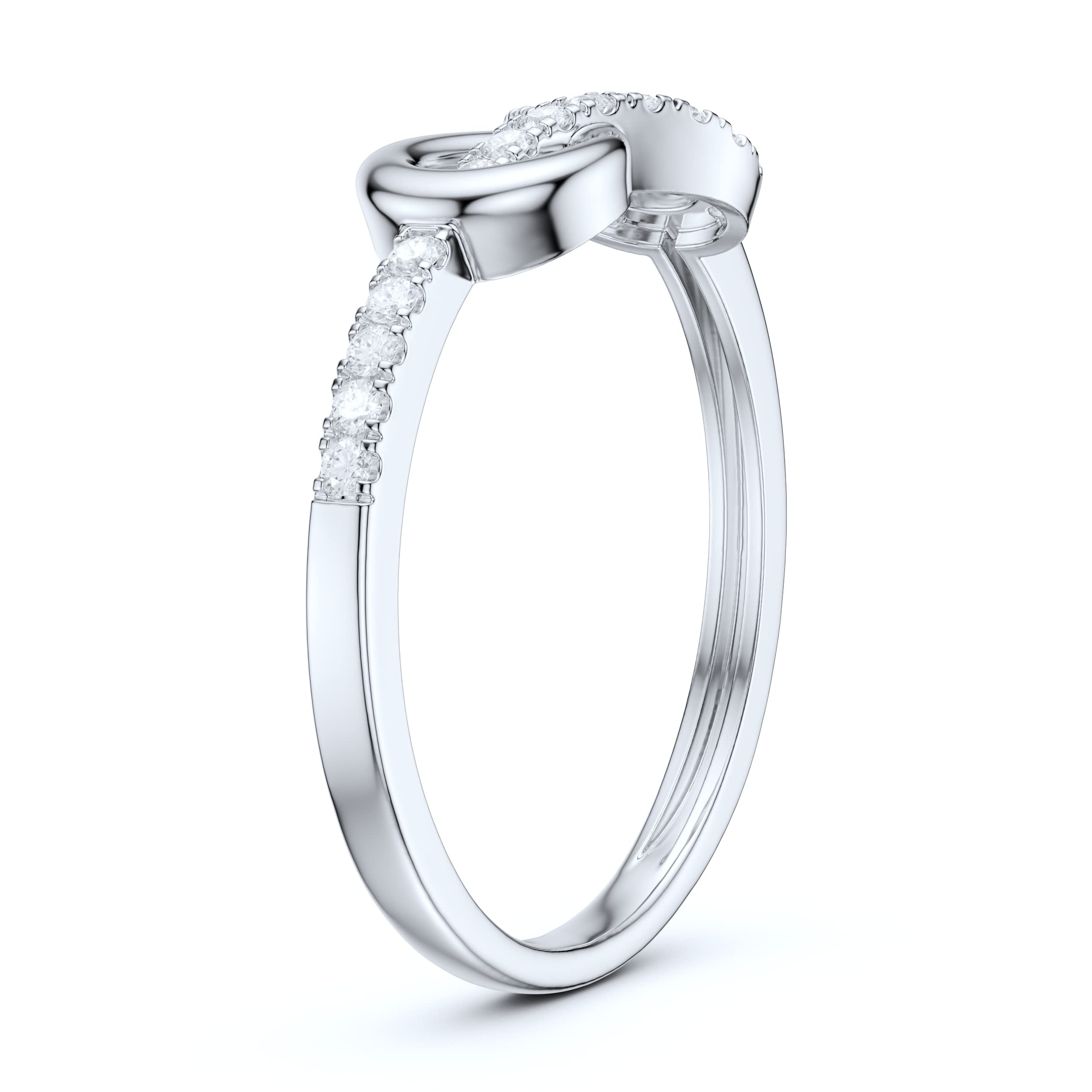 14K White Gold Infinity Love Knot Ring with Simulated Diamond or Genuine Moissanite - Promise Ring, Couple Rings, Anniversary Gift for Her/Him, Wedding Band, Romantic Jewelry for Valentine's Day