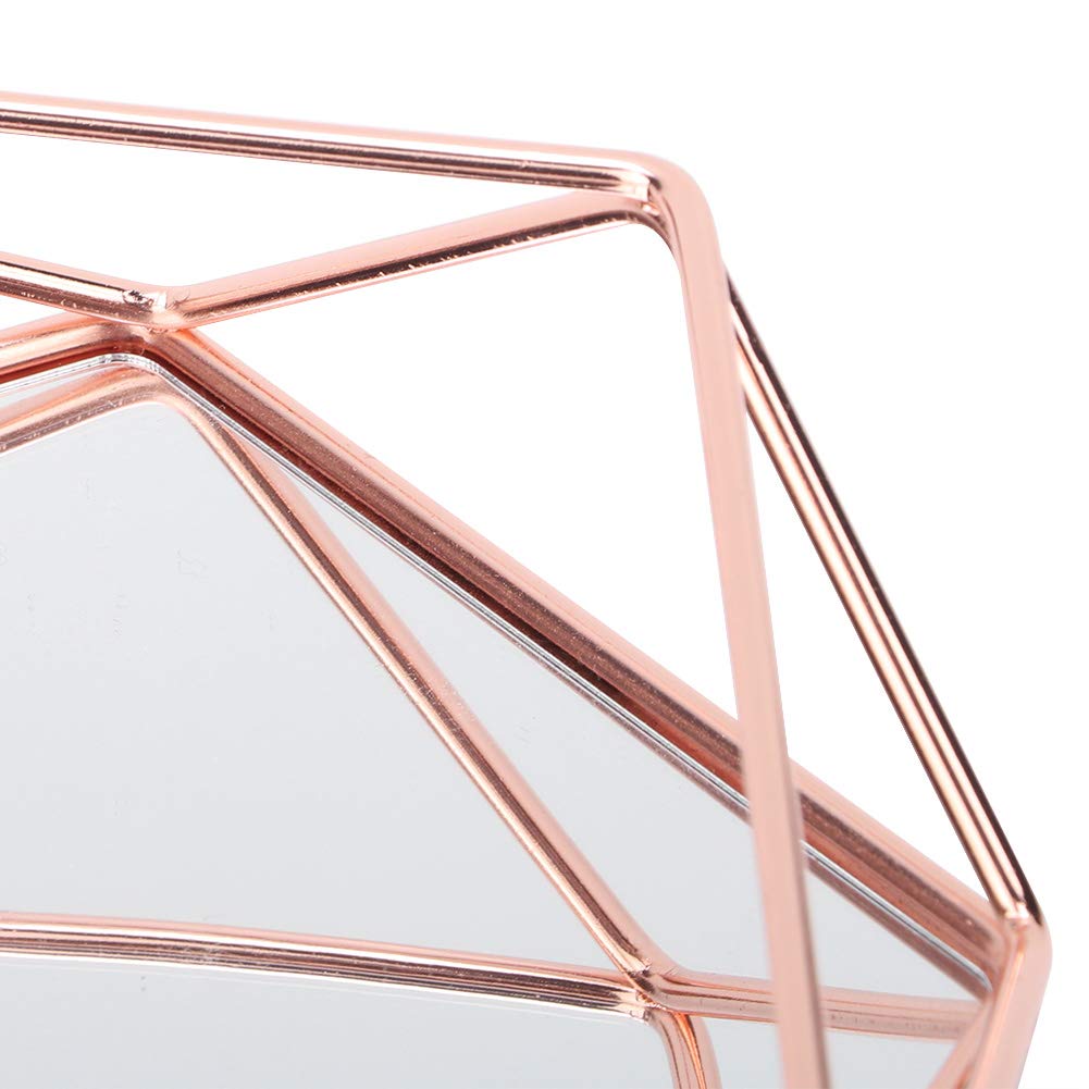 Rose Gold Hexagon Makeup Organizer Tray - Cosmetic & Jewelry Storage Box for Makeup Brushes, Perfume, Lipsticks, Nail Polish - Bathroom & Vanity Organizer for Women - Perfect for Home, Travel & Gift