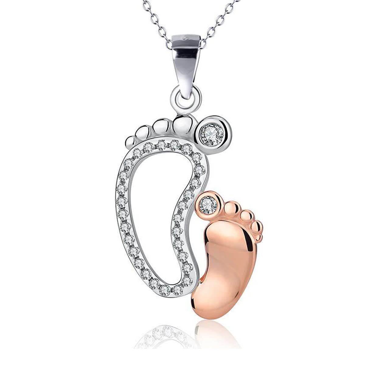 Personalized Baby Footprint Pendant Necklace - Mother & Child Matching Jewelry for Women & Kids - Heartfelt Family Keepsake Gift for Birthdays, Christenings & Mother's Day