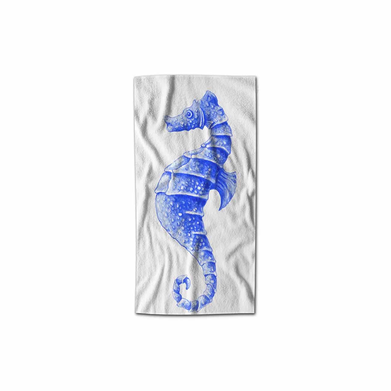 AOYEGO Seahorse Portrait Hand Towel - 30x15 Inch Soft Polyester Microfiber Bath Towel for Bathroom, Kitchen & Home Decor - Lightweight, Absorbent Sea Animal Design - Perfect for Beach House, Coastal Theme or Ocean Lover's Gift