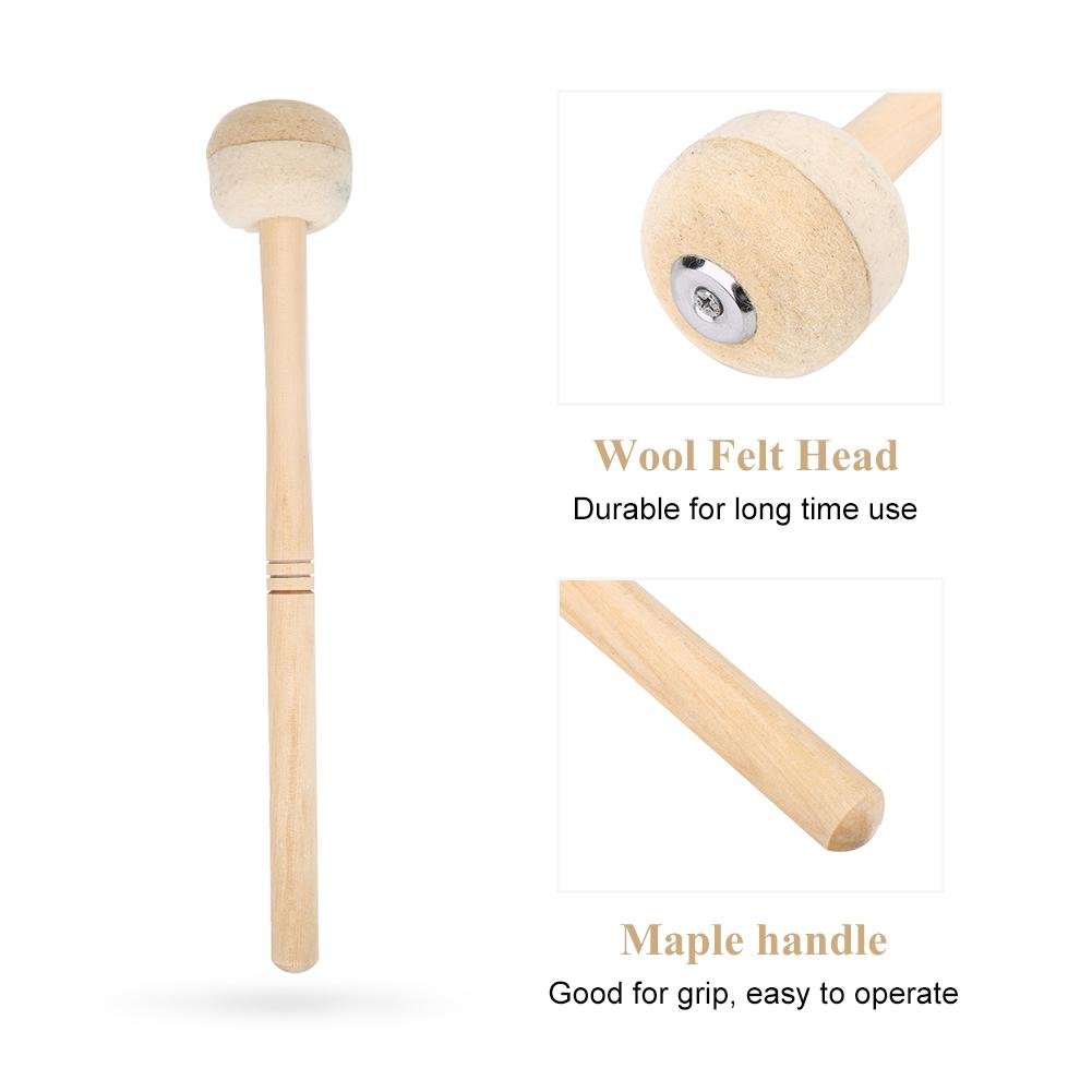 Premium Maple Bass Drum Mallet with Wool Felt Head - Professional Percussion Accessory for Drum Kits, Orchestras & Marching Bands