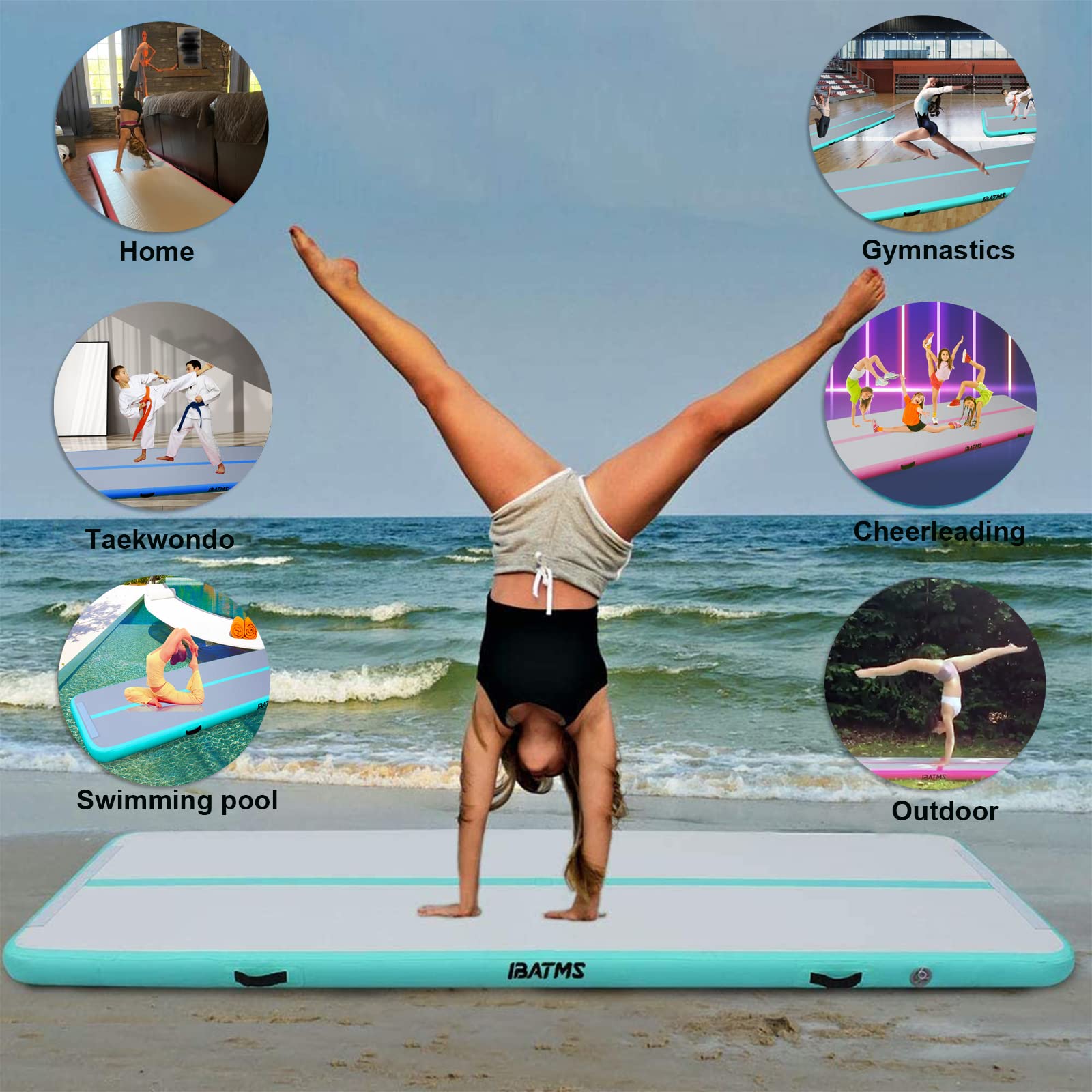 IBATMS DAIRTRACK 10ft-20ft Inflatable Air Tumbling Mat for Gymnastics, Cheerleading & Home Training | Portable Foldable Exercise Mat for Indoor/Outdoor Use | Perfect for Backyard, Gym & Sports Practice