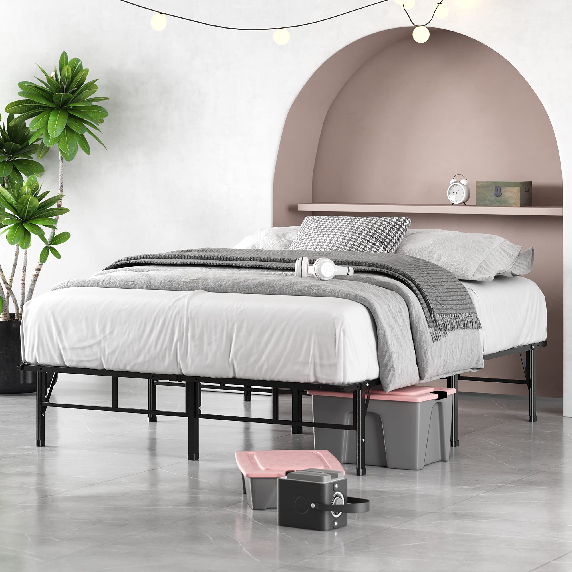 ZINUS SmartBase Compack 14 Inch Metal Bed Frame - Full Size Mattress Foundation with Sturdy Steel Slat Support, No Box Spring Needed - Perfect for Bedrooms, Guest Rooms & Dormitories