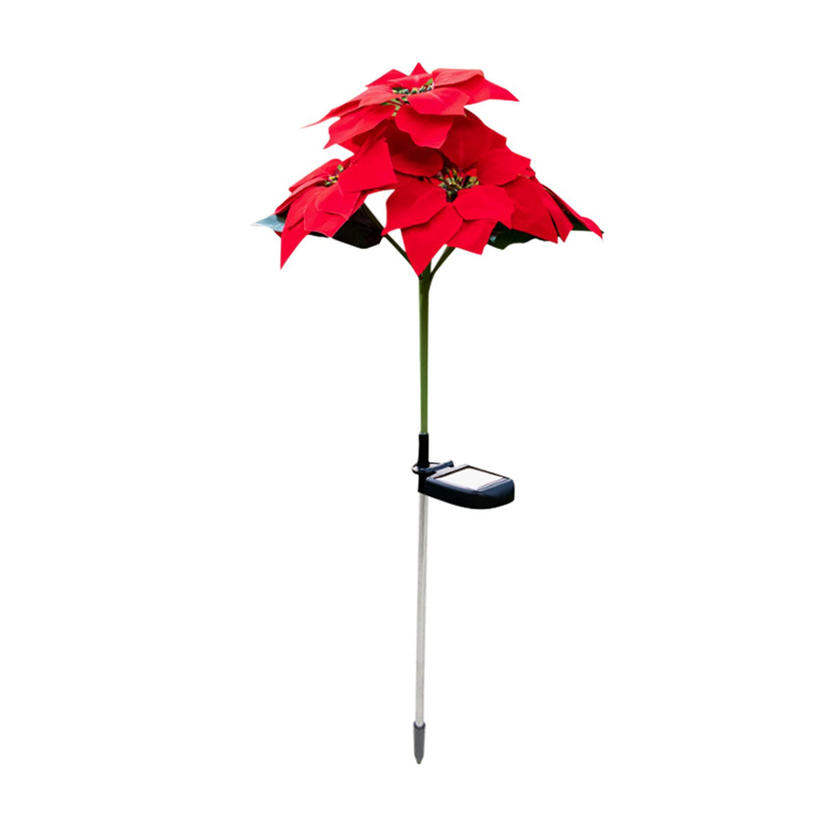 Solar Poinsettia Lights Outdoor - LED Flower Stake for Garden, Patio, Pathway
