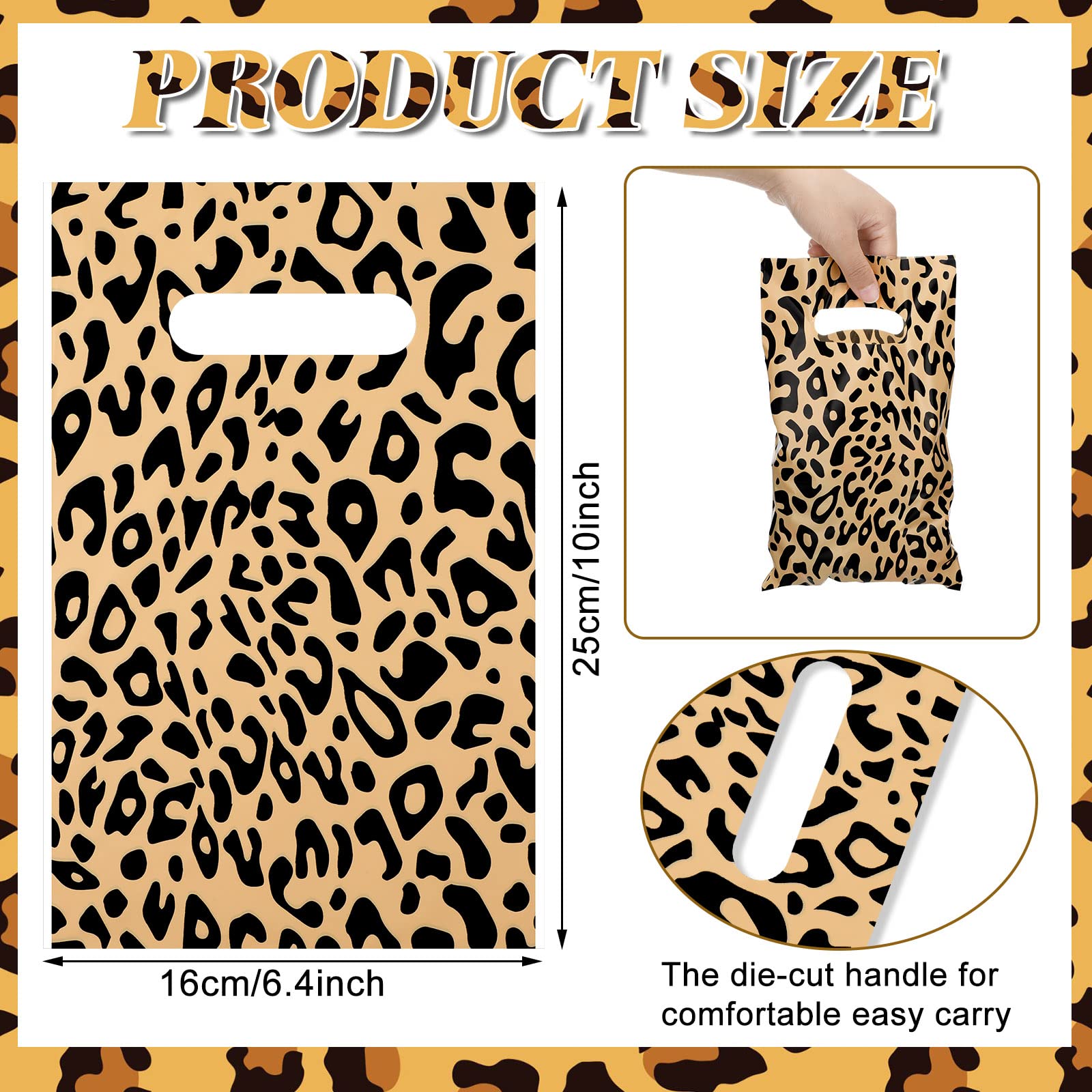 50pcs Leopard Print Treat Bags - Candy & Party Supplies for Wild Animal Theme Birthday