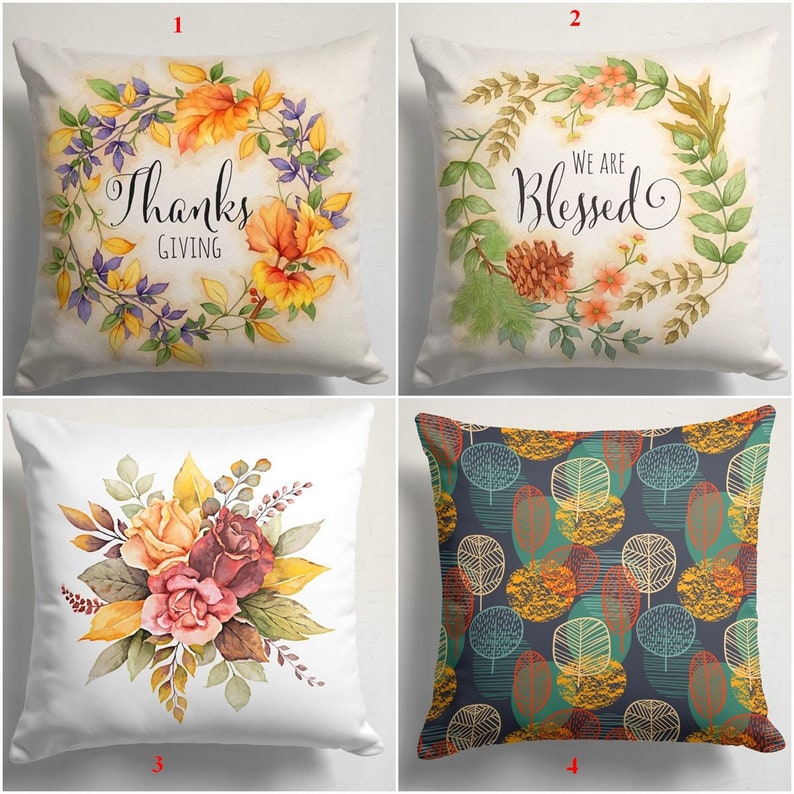 Blessed and Thankful Set of 4 Decorative Pillow Covers - Perfect for Living Room, Bedroom, and Home Decor
